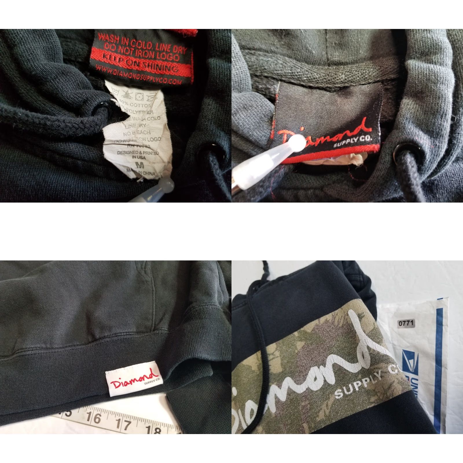 Vintage VINTAGE Diamond Supply Co Camo Box Logo Black Hoodie Mens Size M Size US M / EU 48-50 / 2 - 8 Thumbnail