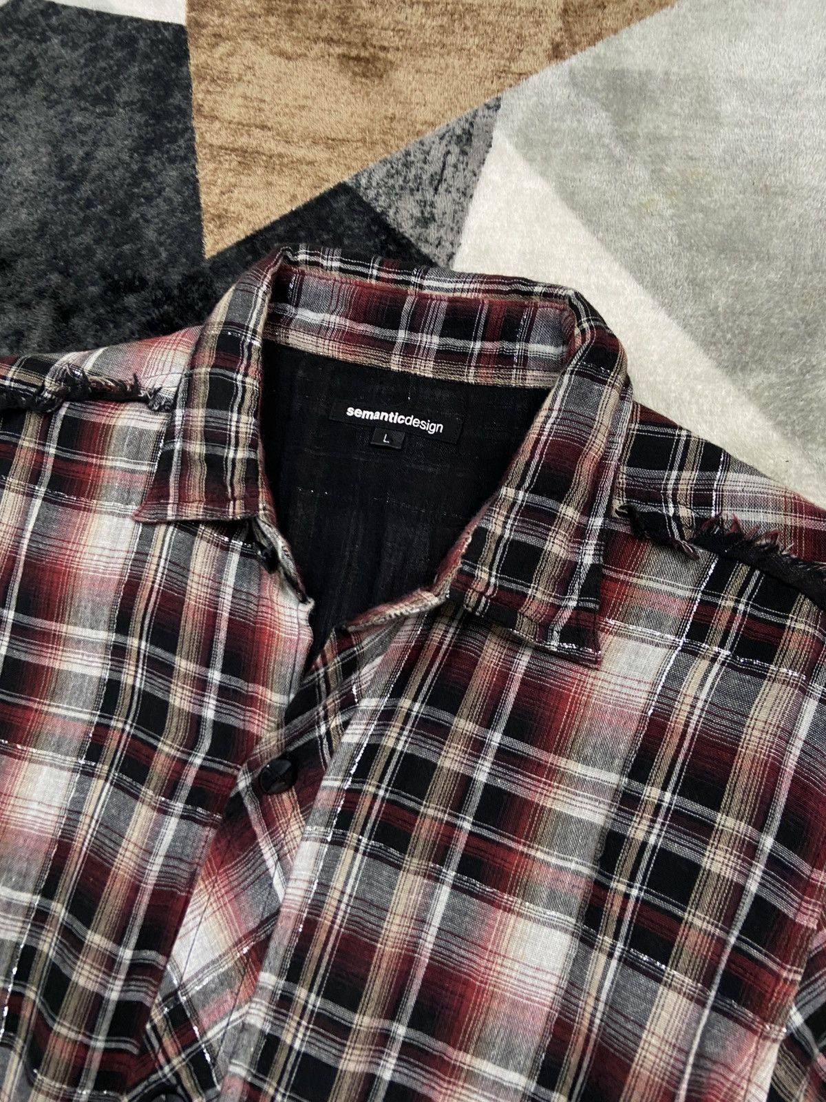 semanticdesign 2000s Semanticdesign Shadowplaid Grunge Dress Shirts Size L / US 10 / IT 46 - 6 Thumbnail