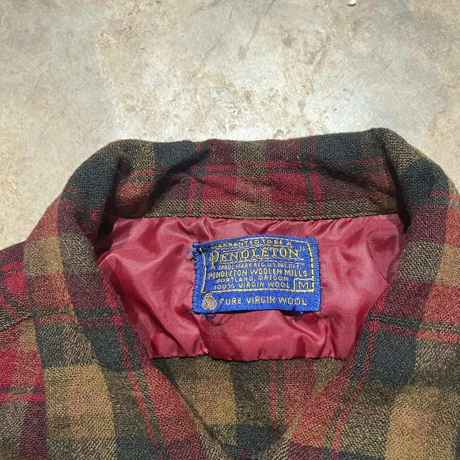 Pendleton × Vintage Vintage 60s Pendleton Red Plaid Loop Collar Wool Shirt Size US M / EU 48-50 / 2 - 5 Thumbnail
