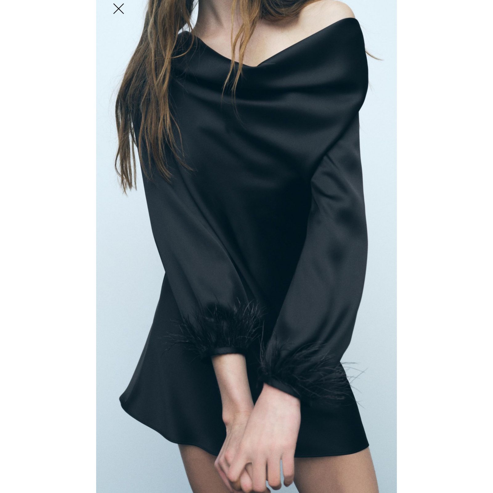 Zara Nwt- Zara SATIN EFFECT FEATHER DETAIL MINI DRESS-M Size M / US 6-8 / IT 42-44 - 3 Thumbnail