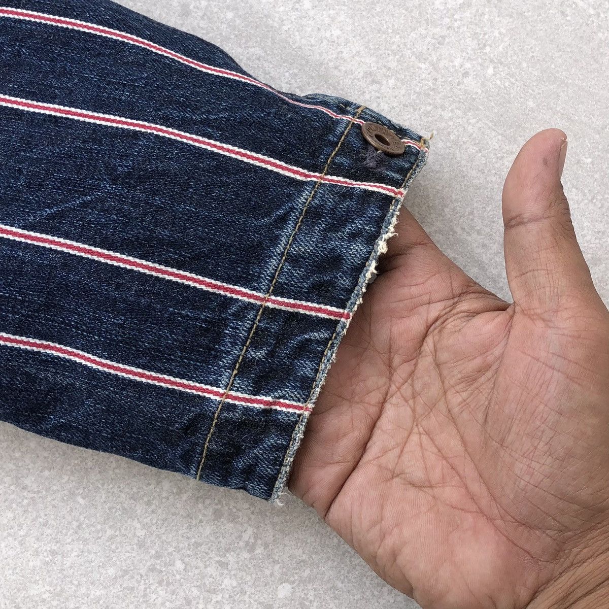 Edwin VTG EDWIN 13oz Grand Blue Selvage Denim Jacket Striped Jeans Size US L / EU 52-54 / 3 - 17 Thumbnail