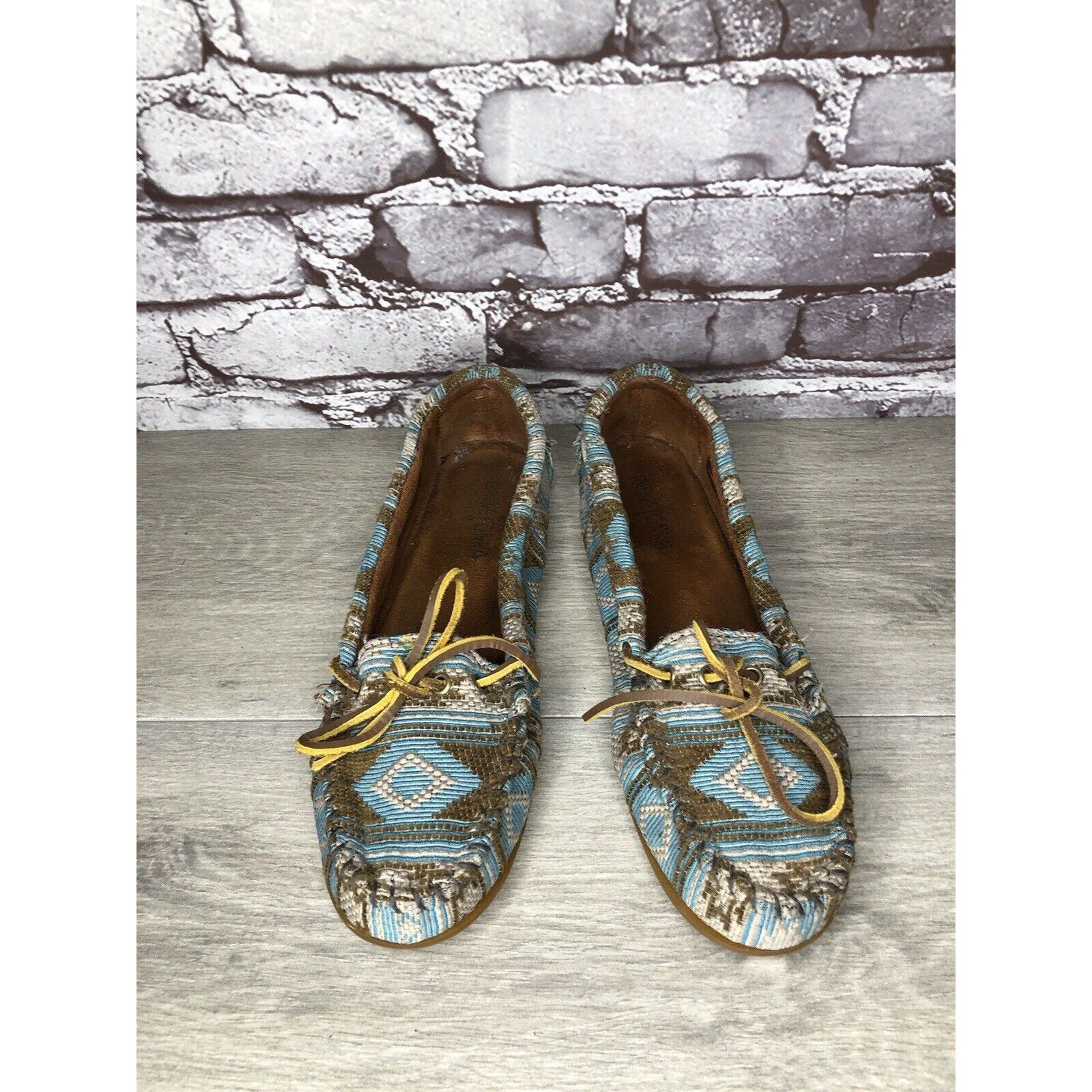 Minnetonka Minnetonka Blue Aztec Southwest Lace Bow Moccasins Shoes Wom Size US 9 / IT 39 - 11 Thumbnail
