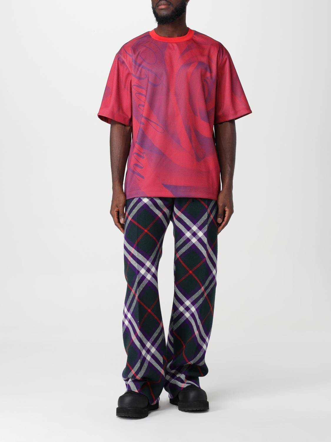 Burberry o1y0426 Crewneck T-Shirt in Red/Purple Size US XXS / EU 40 - 2 Thumbnail