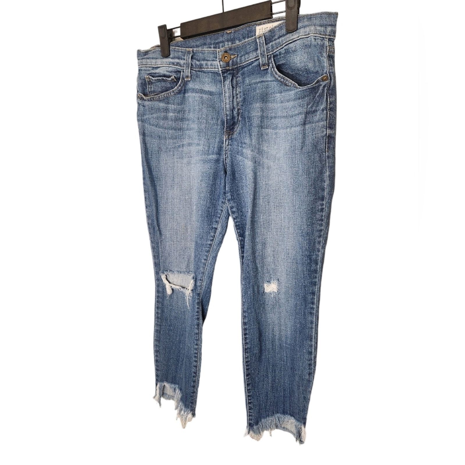 Pistola Pistola crop distressed hem relaxed fit jeans 30 Size 30" / US 8 / IT 44 - 3 Thumbnail