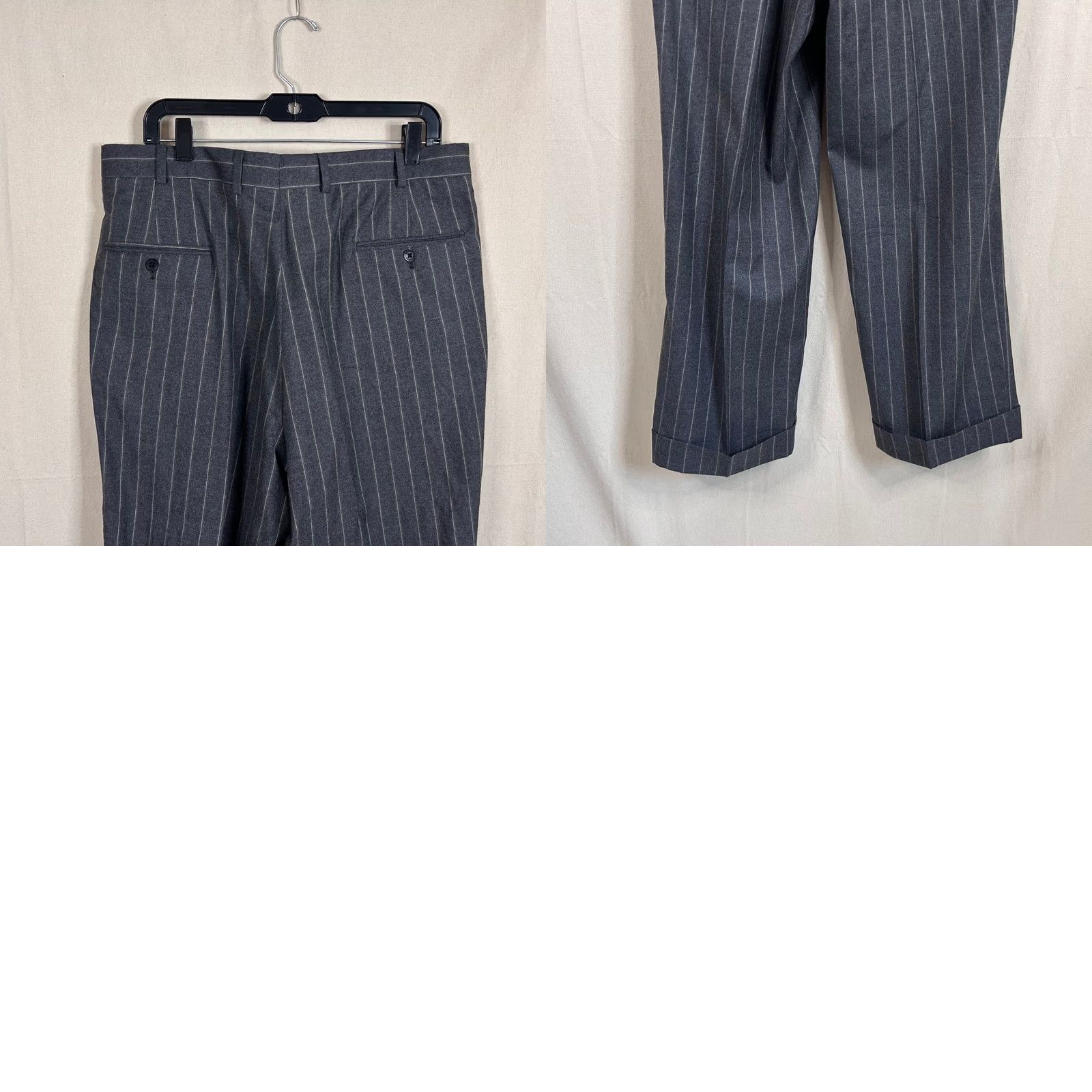 Brooks Brothers VINTAGE Brooks Brothers Makers Suit Wool Gray Pinstripe Three Button Vented 42L 34x30 Size 42R - 9 Thumbnail