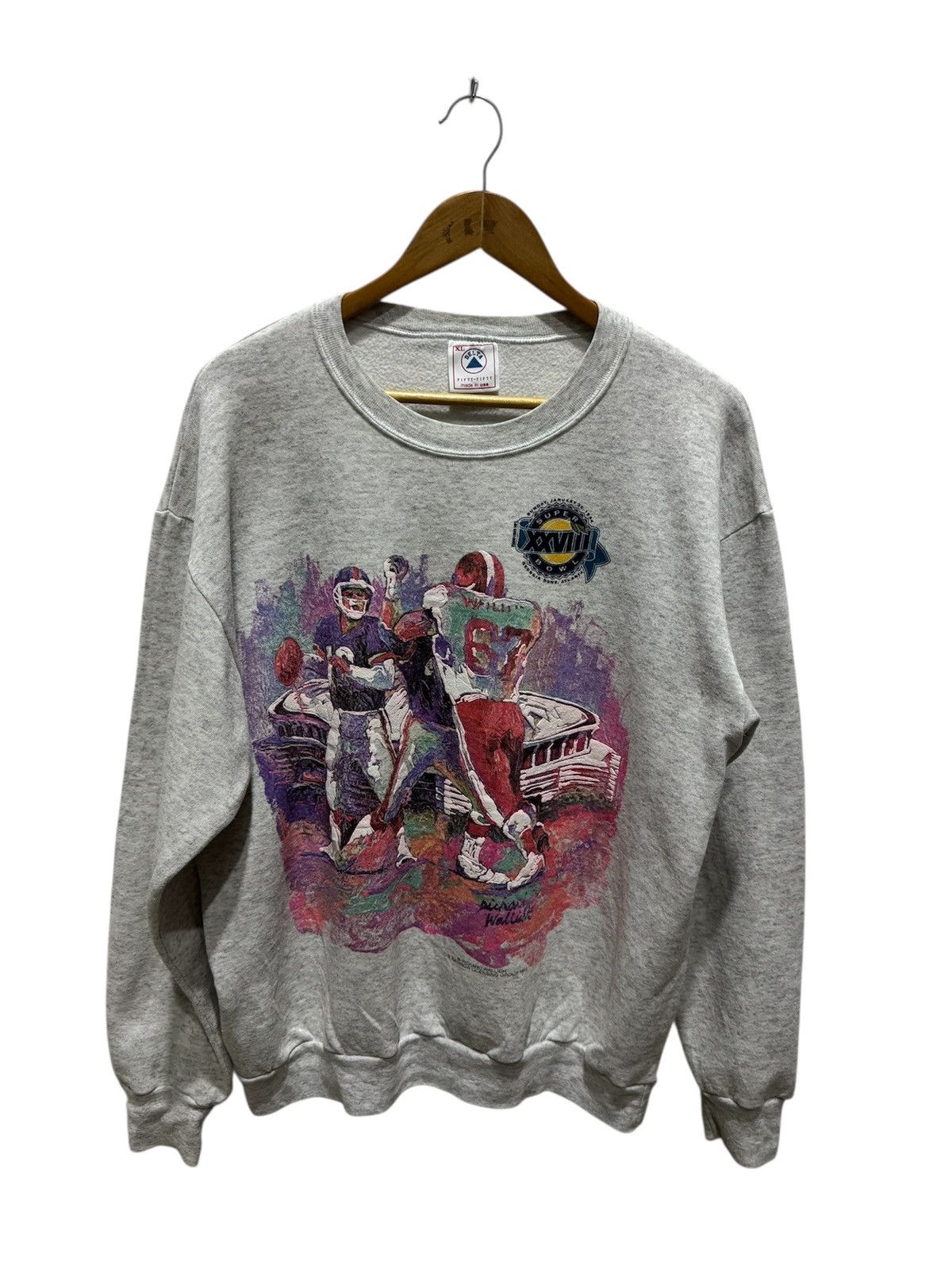 Vintage Vintage 90’s Super Bowl Richard Wallich Art Nice Design Size US XL / EU 56 / 4 - 1 Thumbnail