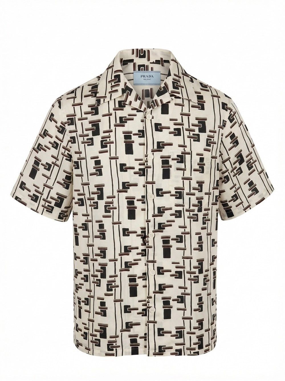 Prada Striped Cotton and Silk `Bowling` Shirt Size US XL / EU 56 / 4 - 1 Thumbnail