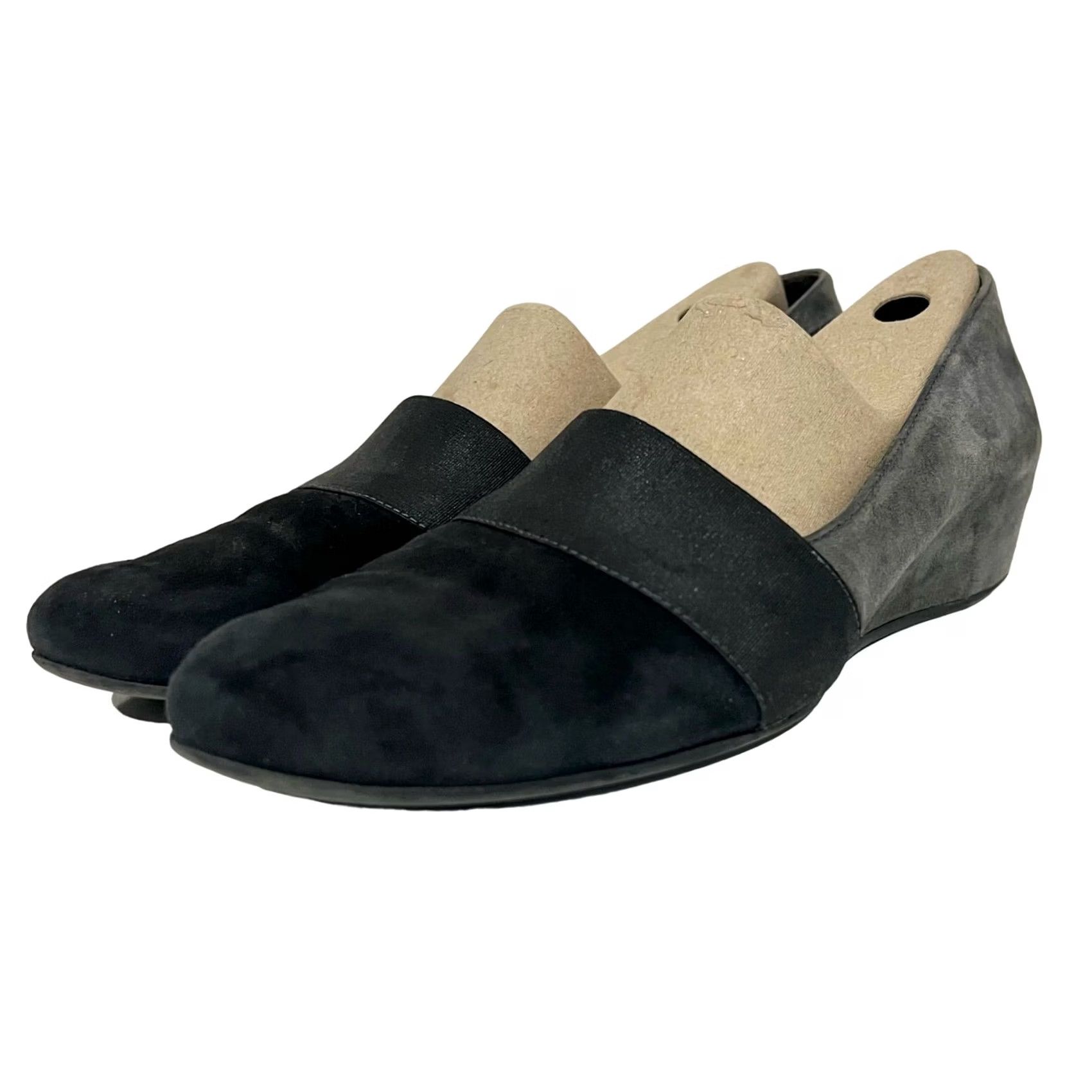 Aquatalia Aquatalia Loafers Wedge Heels Black Gray Suede Leather Slip On Women's 10 Size US 10 / IT 40 - 5 Thumbnail
