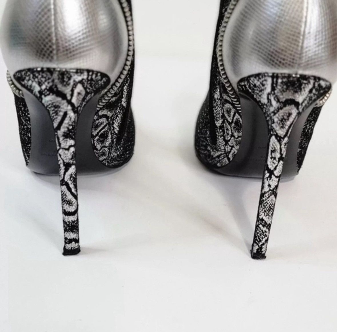 Saint Laurent Paris SAINT LAURENT Metallic Snakeskin Embossed Ankle Booties Size US 6.5 / IT 36.5 - 3 Thumbnail