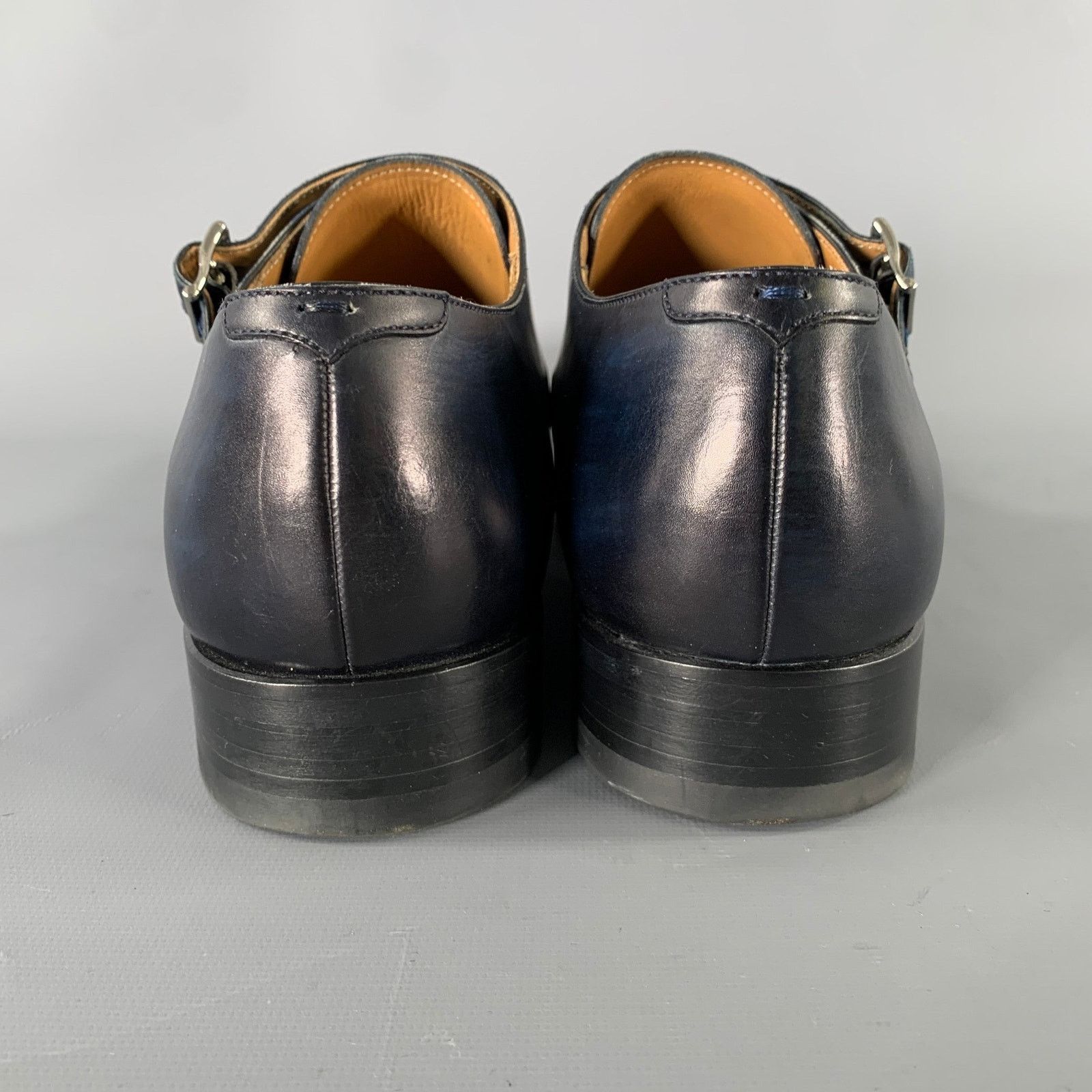 Magnanni MAGNANNI Size 8 Navy Black Leather Double Monk Strap Loafers Size US 8 / EU 41 - 3 Thumbnail