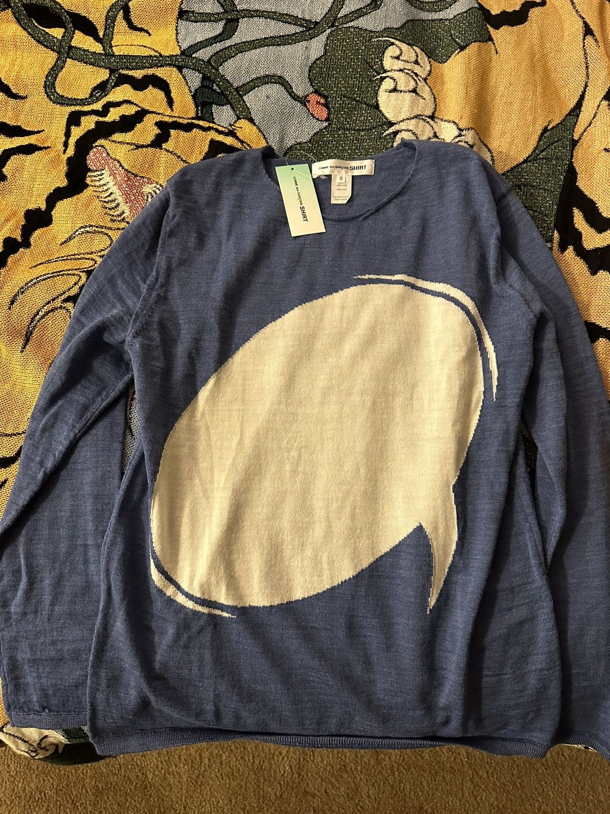 image of Comme Des Garcons Shirt Cdg Shirt Woll Sweater Size M in Blue, Men's