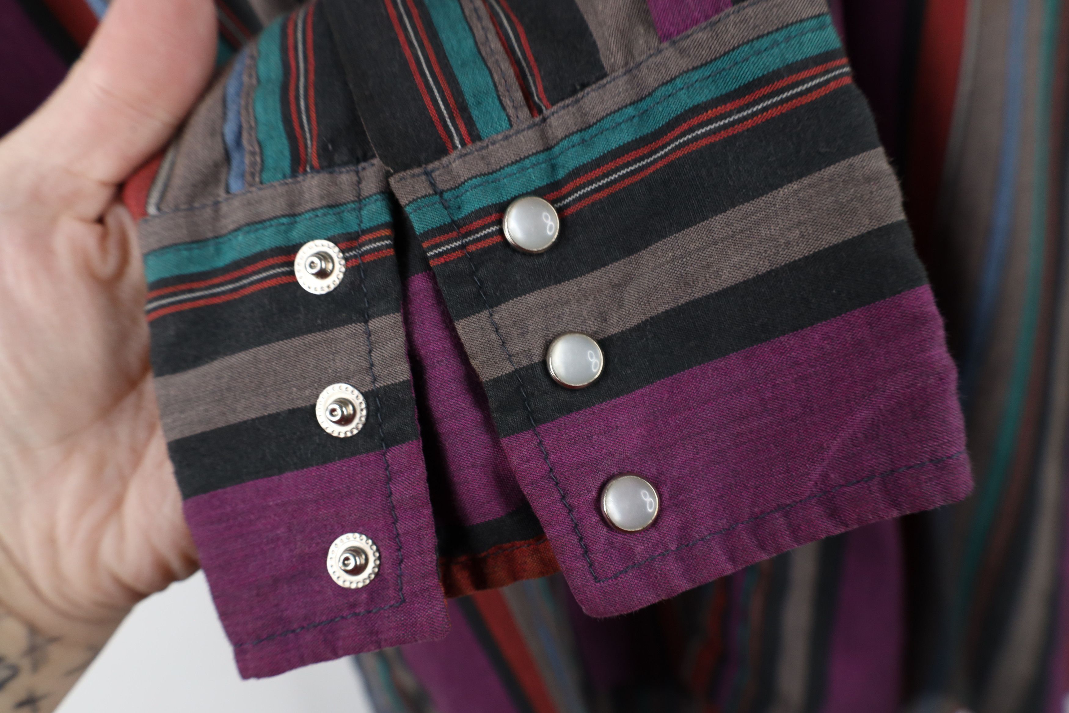 Vintage Vintage 90s Rockabilly Rainbow Striped Western Button Shirt Size US M / EU 48-50 / 2 - 6 Thumbnail