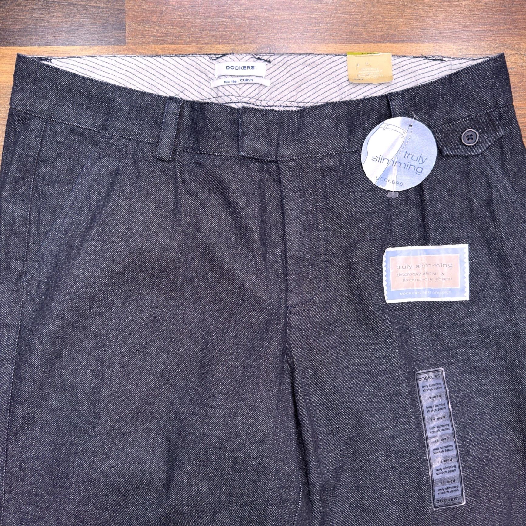 Dockers Dockers Jaelynn Pants Womens 14 Medium Blue Truly Slimming Performance Curvy New Size 36" / US 14 / IT 50 - 2 Thumbnail