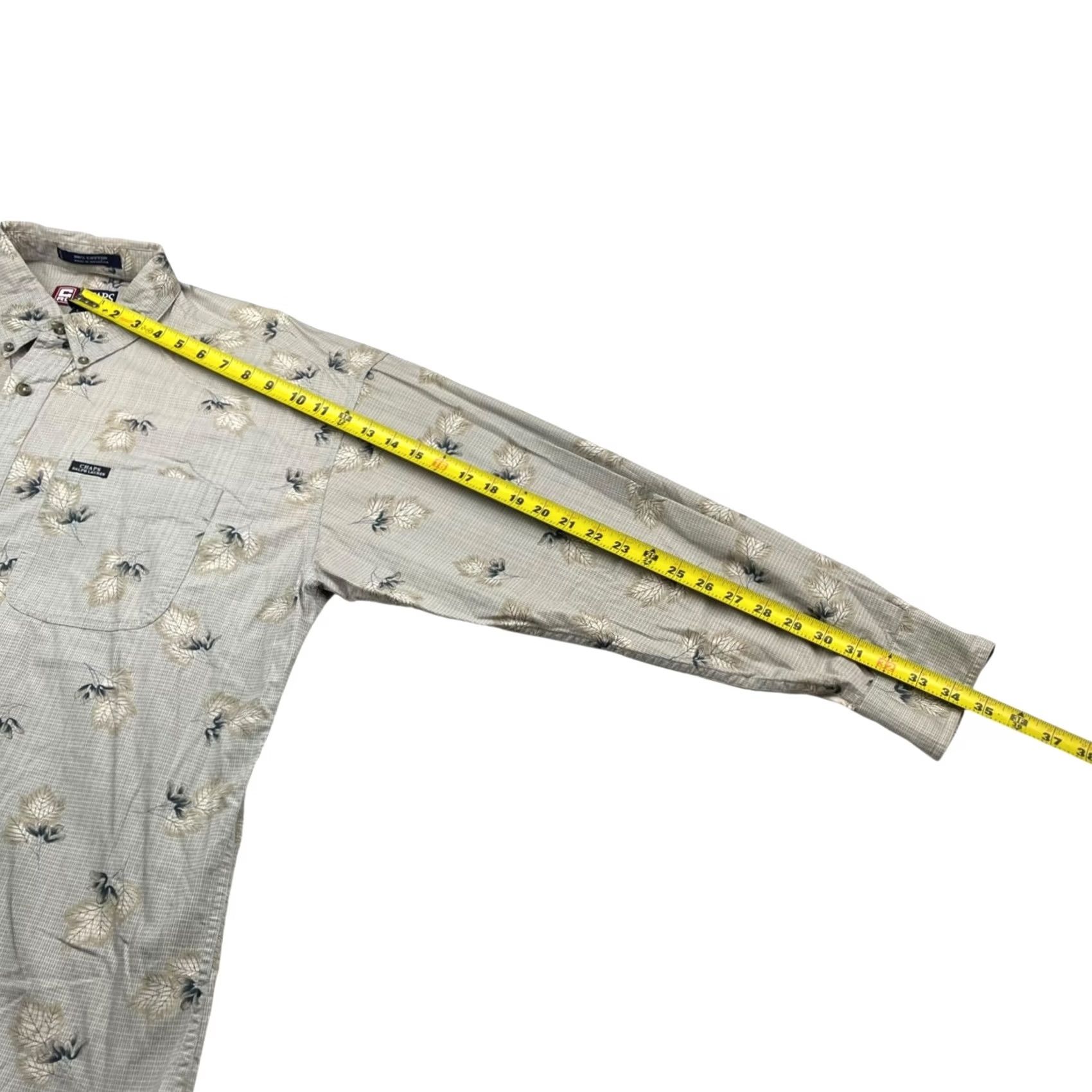 Chaps Chaps Ralph Lauren Shirt Button-Up Men’s 100% Cotton Beige/Gray Leaves Large Long Sleeve Button-Down Collar Mens Size US L / EU 52-54 / 3 - 5 Thumbnail