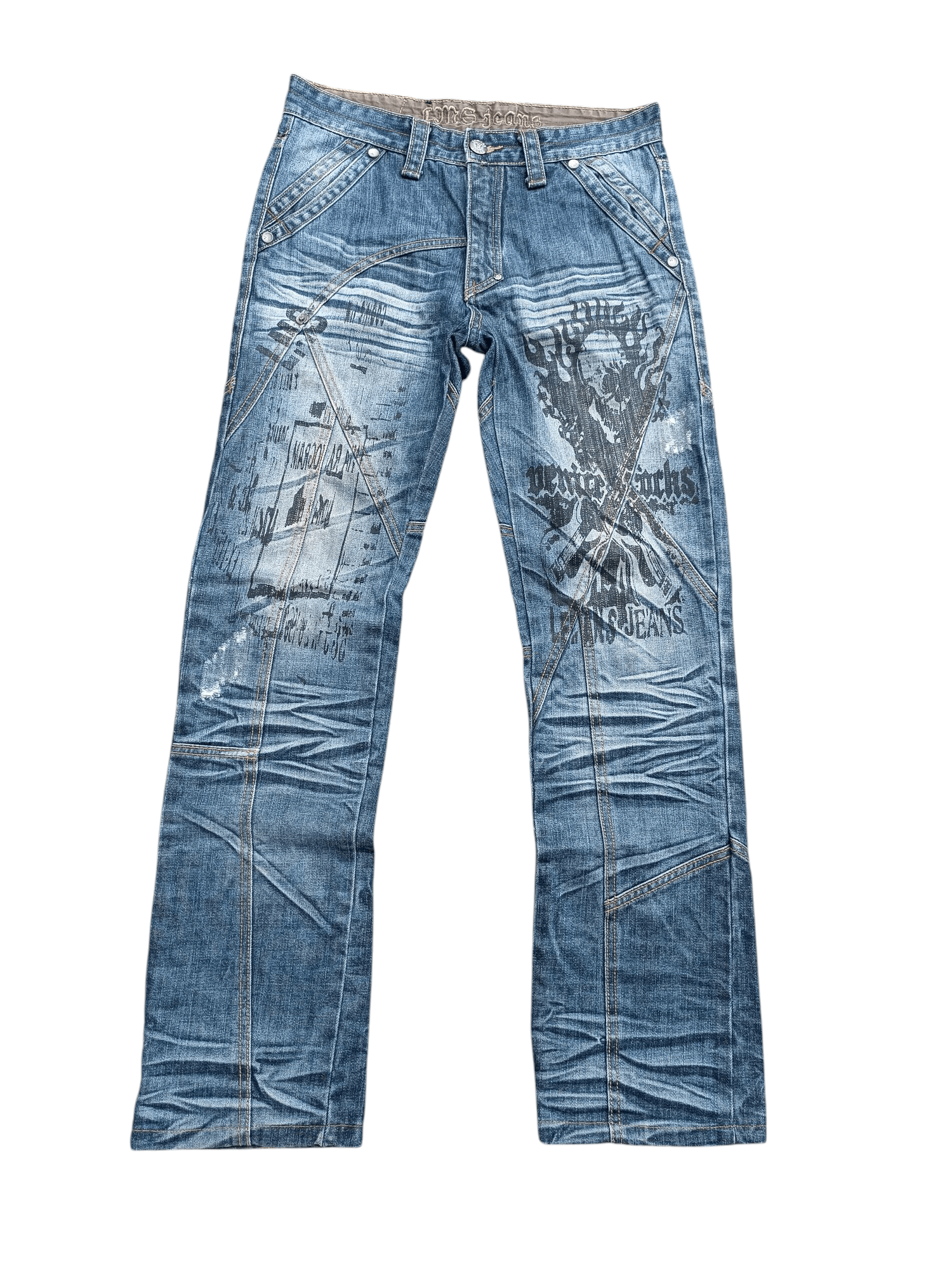 Japanese Brand × Seditionaries RARE 🔥 Japanese Brand LMS Skull Printed Denim E246 Size US 30 / EU 46 - 1 Thumbnail
