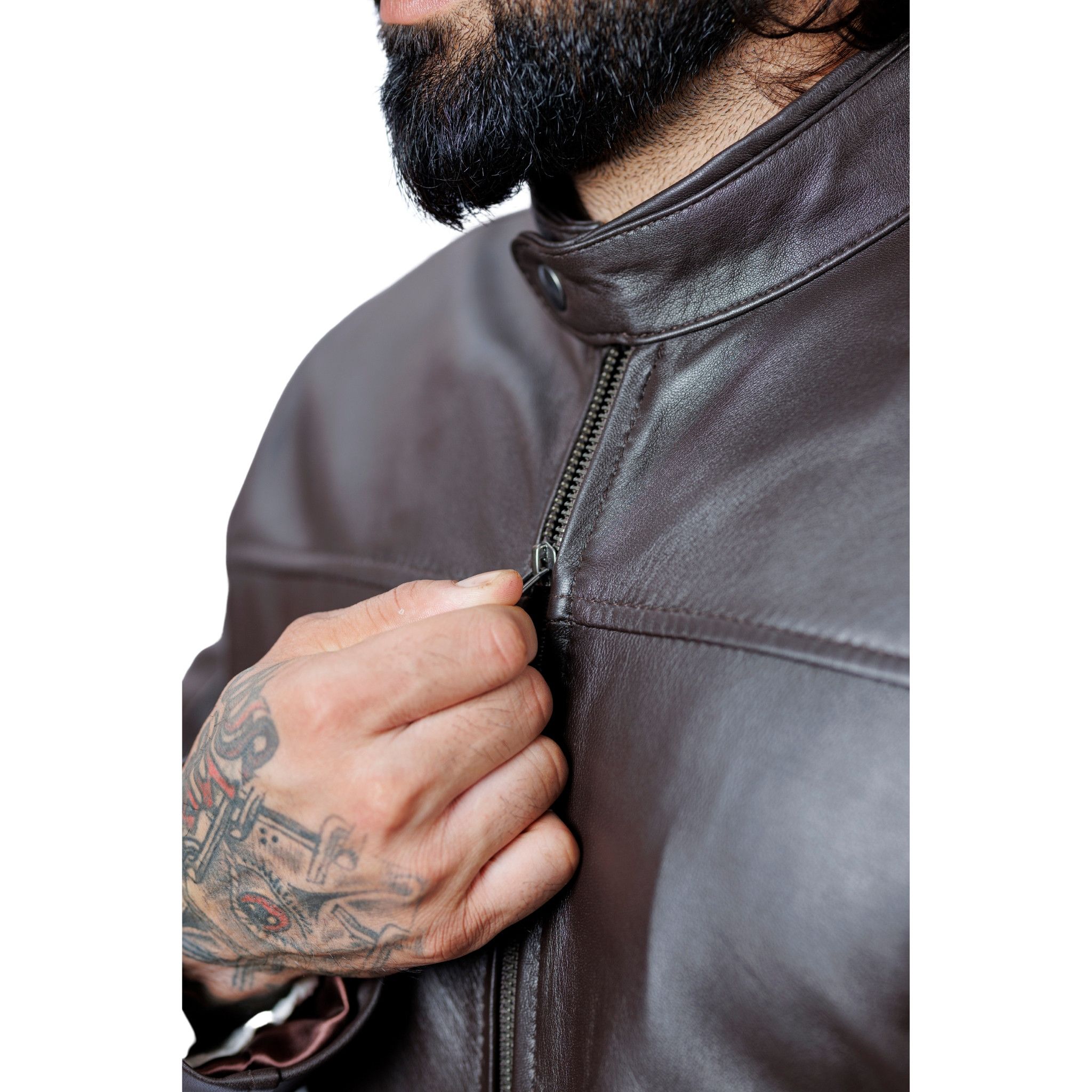Handmade Handmade Genuine Sheepskin Cafe Racer - Brown - Medium Size US L / EU 52-54 / 3 - 5 Thumbnail