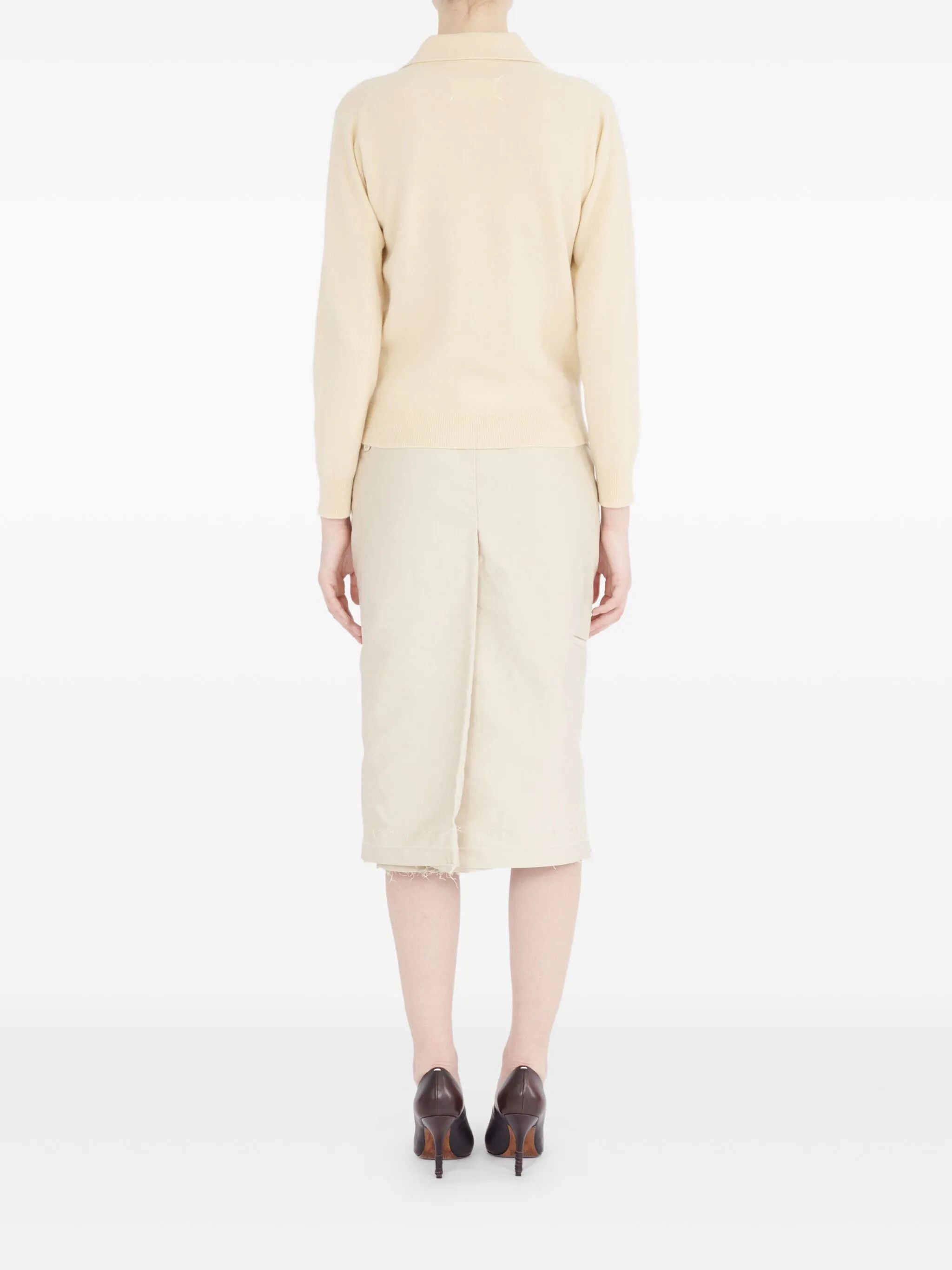 Maison Margiela o1w1db10526 Virgin Wool Polo Shirt in Beige Size M / US 6-8 / IT 42-44 - 4 Thumbnail