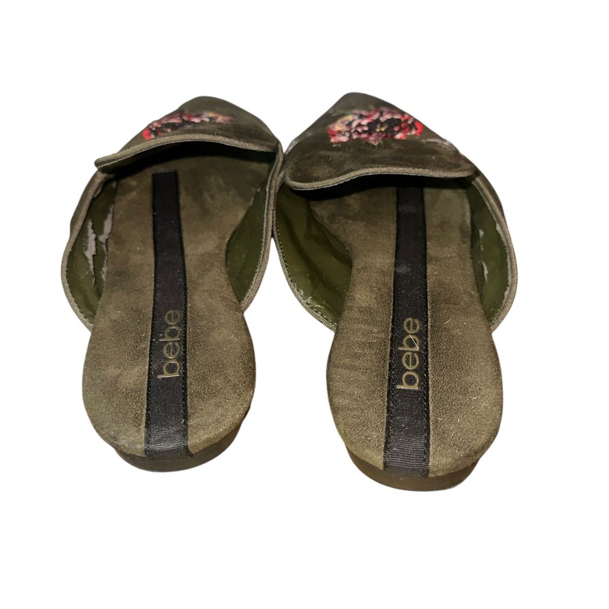 Bebe Bebe embroidered olive green mules Size US 9 / IT 39 - 3 Thumbnail