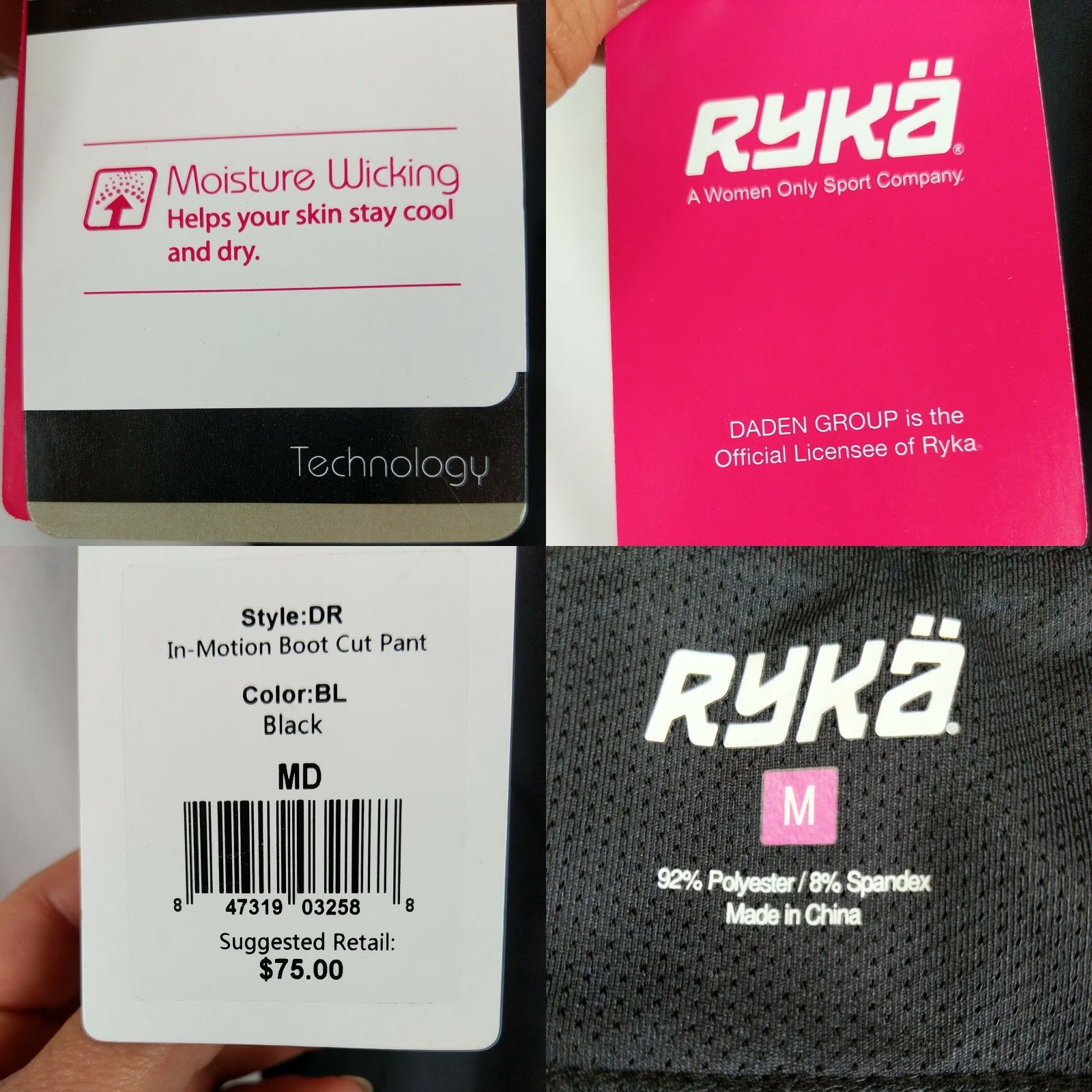 Vintage Ryka In Motion Boot Cut Pant Black Size M Regular Womens Active Pants Athleisure with tags Size 32" / US 10 / IT 46 - 8 Thumbnail