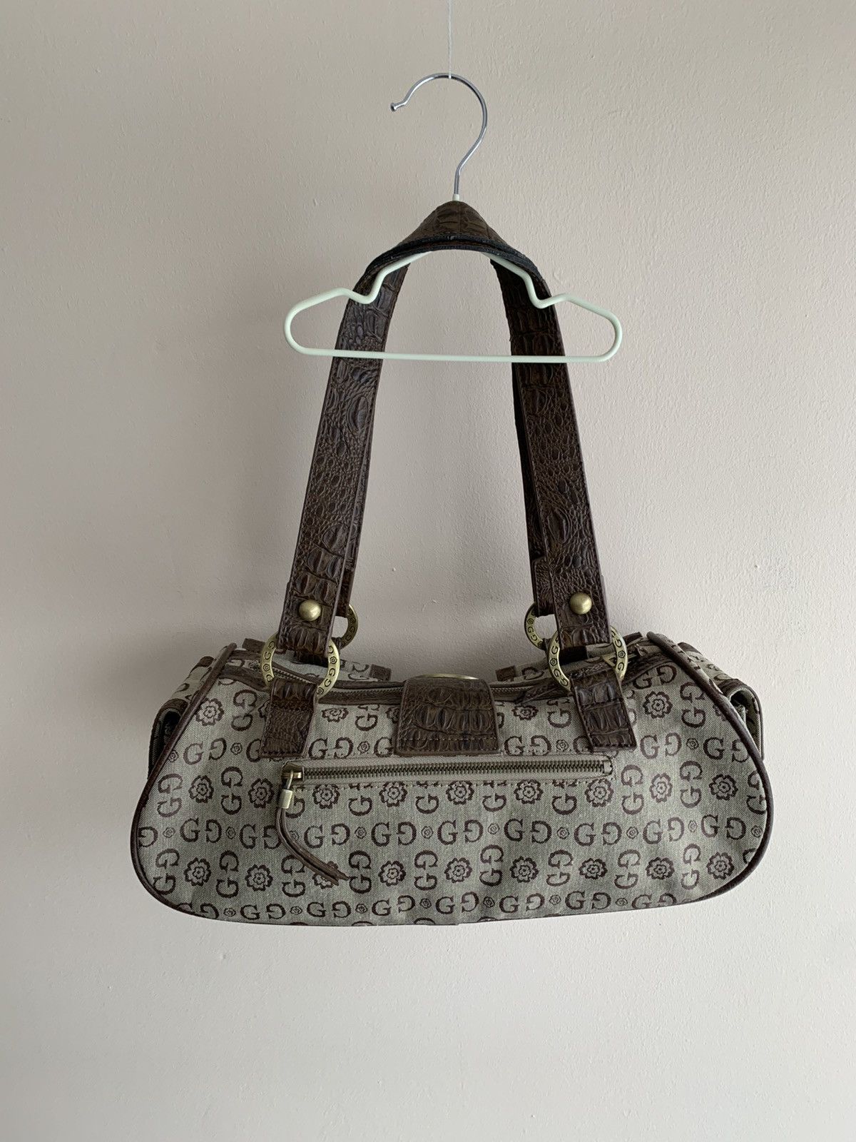 Guess Vintage Guess Monogram Beige Faux Python Leather Handbag Size ONE SIZE - 6 Thumbnail