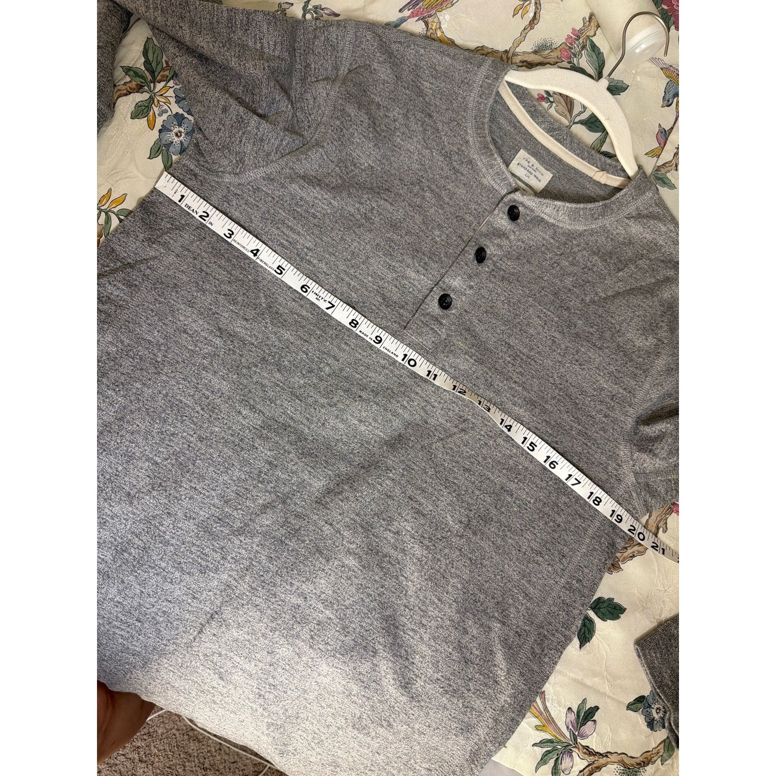 Rag & Bone 0268 Rag & Bone Classic Long Sleeve Henley Shirt Grey Size US L / EU 52-54 / 3 - 5 Thumbnail