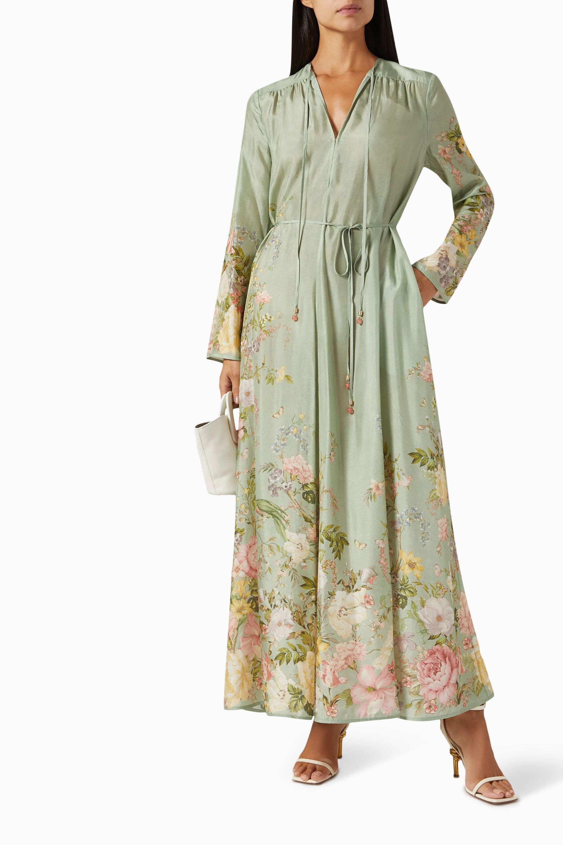 Zimmermann o1s22i1n1024 Long Waverly Charmeuse Dress in Multicolor Size S / US 4 / IT 40 - 1 Thumbnail