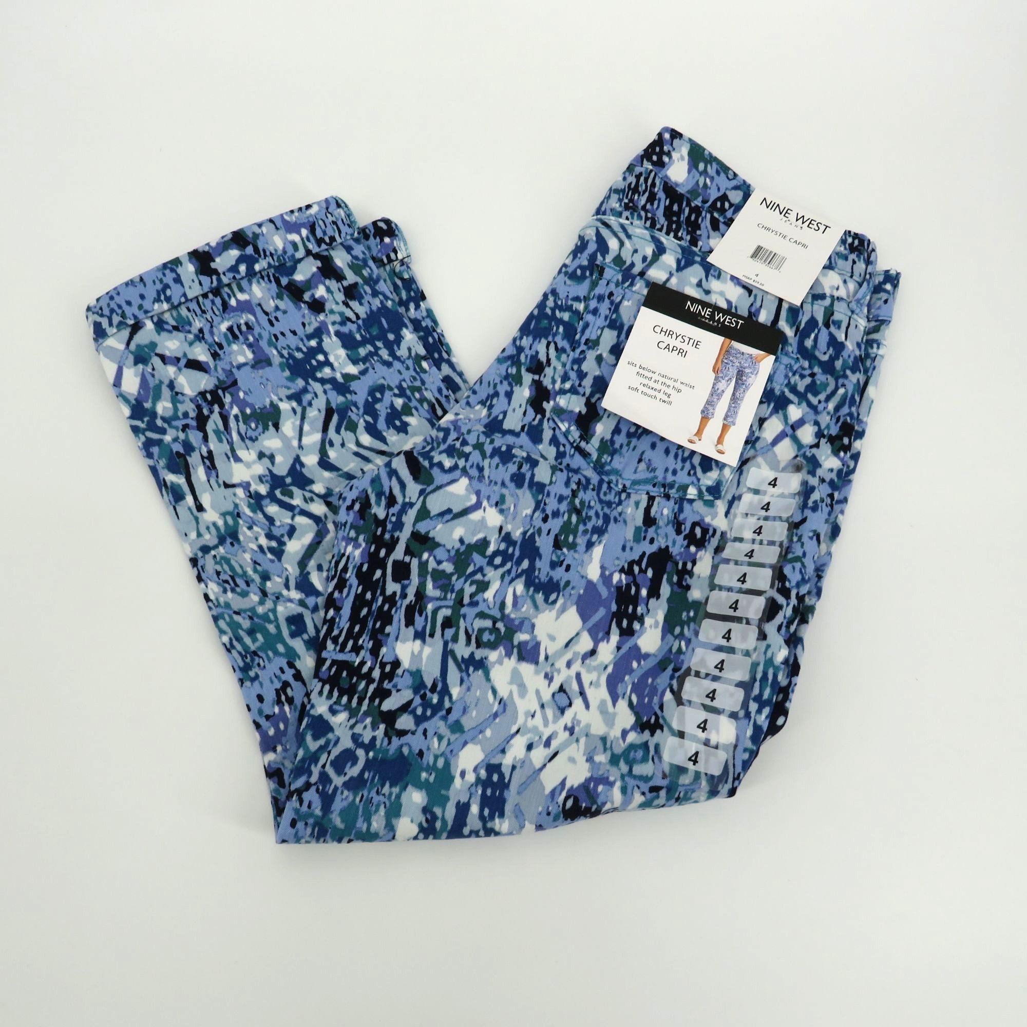Nine West Nine West Women's Chrystie Capri Jeans Blue Abstract Print S Size 27" / US 4 / IT 40 - 1 Thumbnail