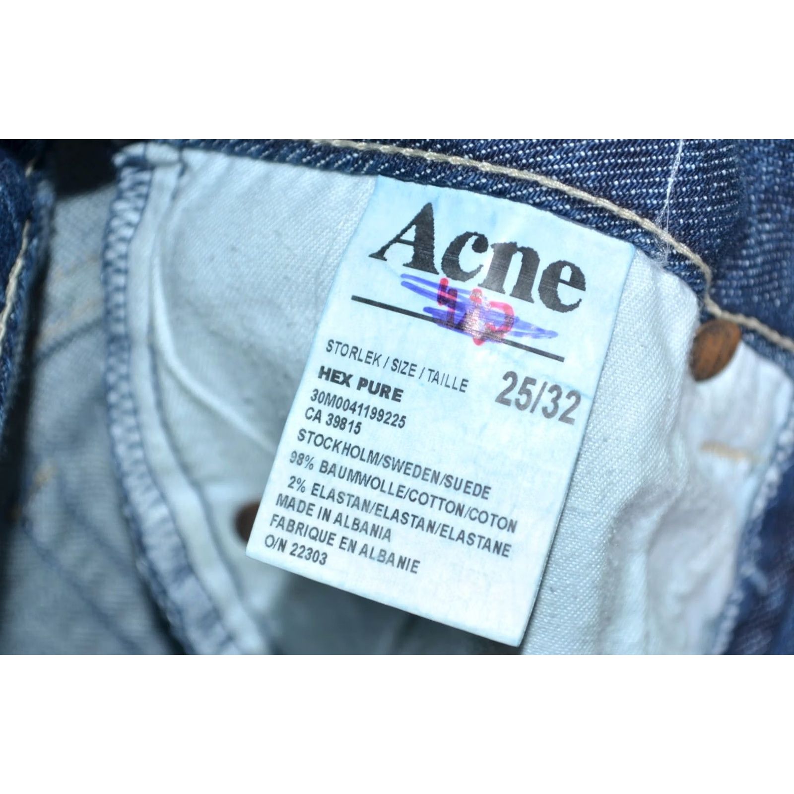 Vintage ACNE Jeans Ladies Hex Pure Jeans W25 L32 Blue Denim Straight Regular XS? Size 42" / US 20 - 7 Thumbnail