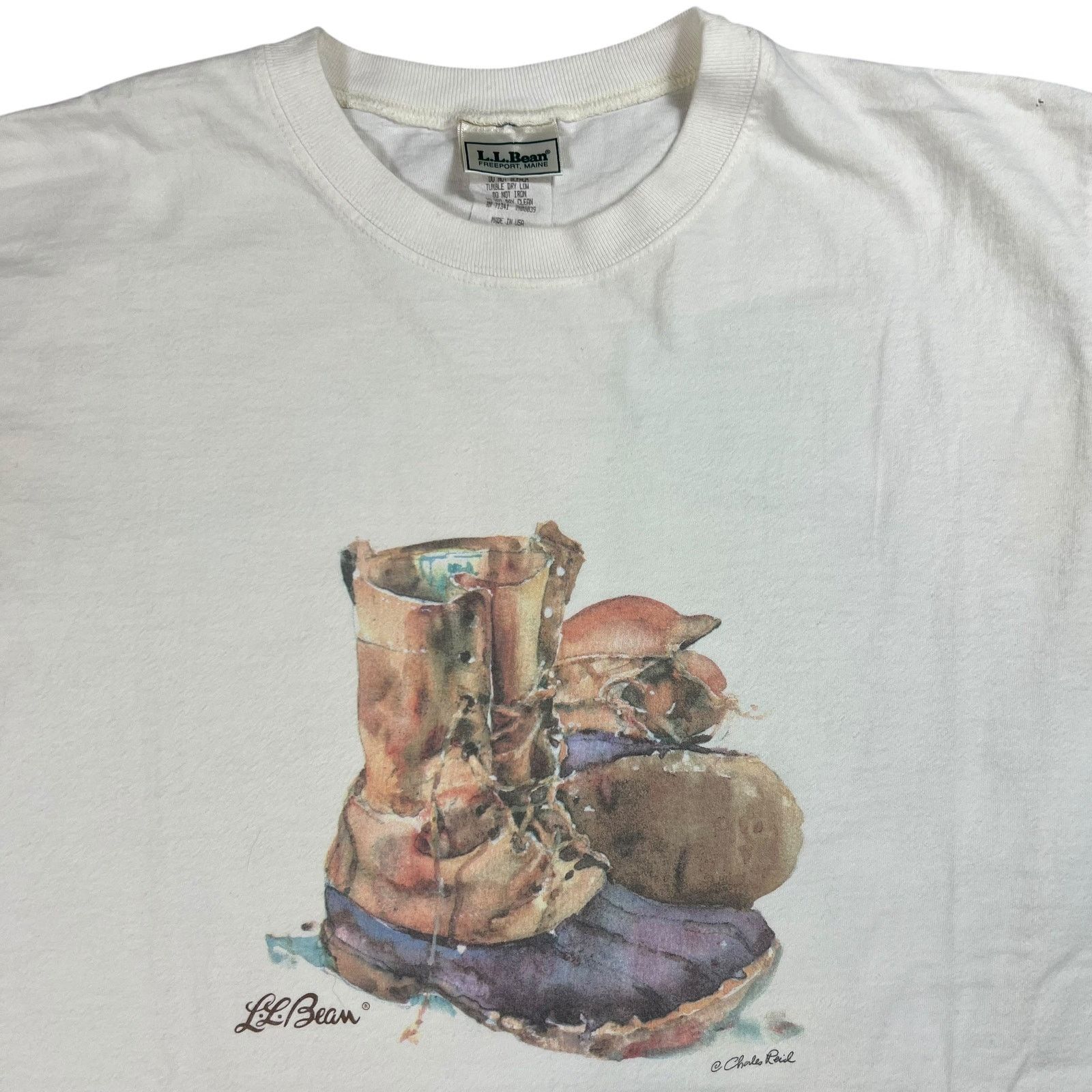 Vintage Vintage 90s L.L. Bean Boots painting art tee (M) Size XL / US 12-14 / IT 48-50 - 2 Thumbnail