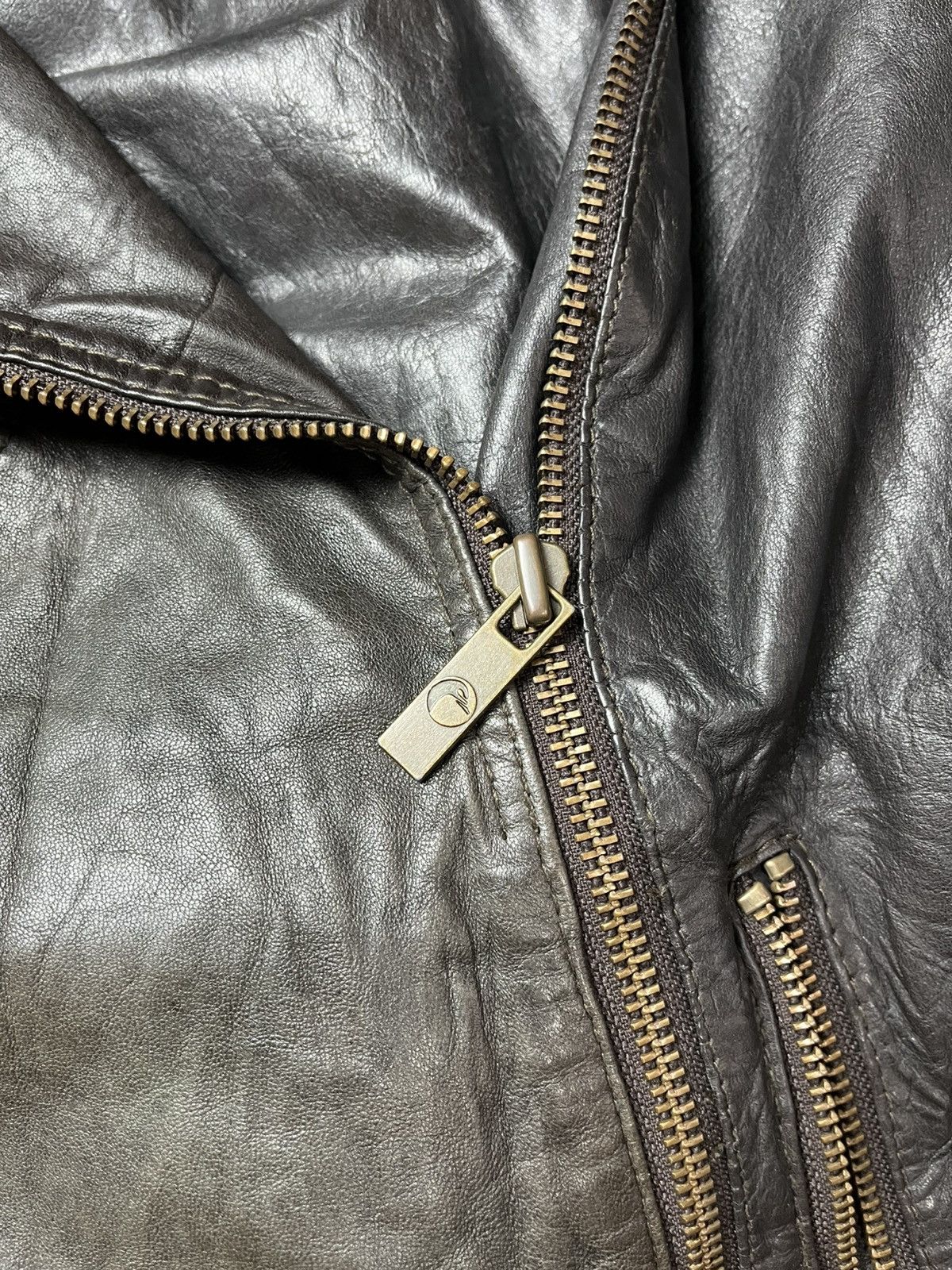 GOOSECRAFT VERY RARE Goosecraft Vintage Faded Real Leather Biker Jacket Size US M / EU 48-50 / 2 - 4 Thumbnail
