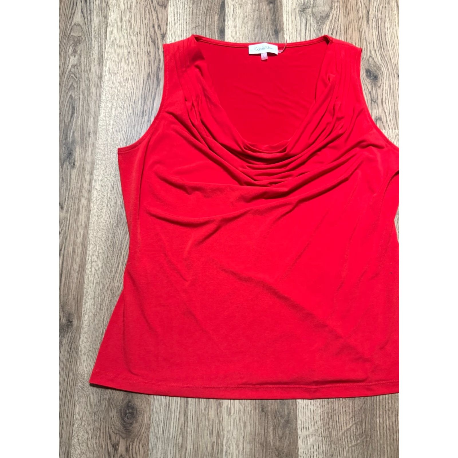 Calvin Klein Calvin Klein Tank Top Women's Size L Red Sleeveless Scoop Neck Casual Basic Stretch Modern, Tank, Regular Fit Size L / US 10 / IT 46 - 3 Thumbnail