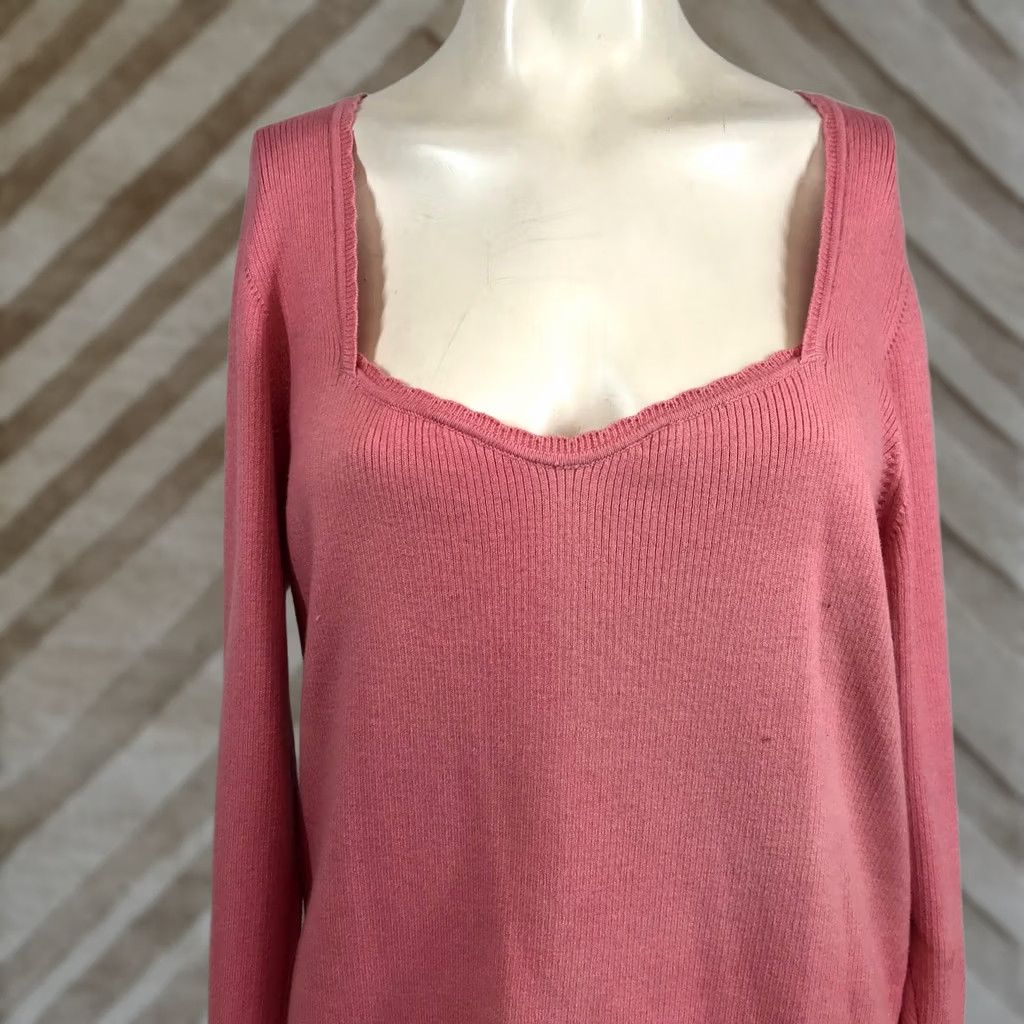 Old Navy Old Navy Pink Ribbed Knit Sweetheart Square Neck Sweater 2X Womens Pullover Knit Shirt Size XXL / US 16-18 / IT 52-54 - 1 Thumbnail