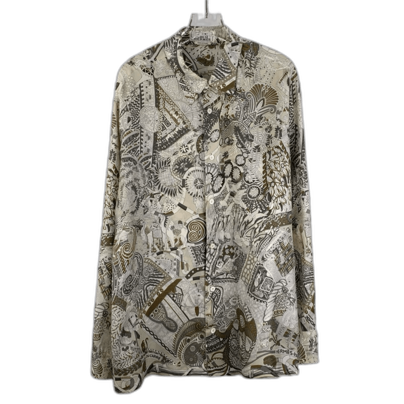 Hermes Hermes Colorful Print Silk Long Sleeve Shirt Size US L / EU 52-54 / 3 - 1 Thumbnail