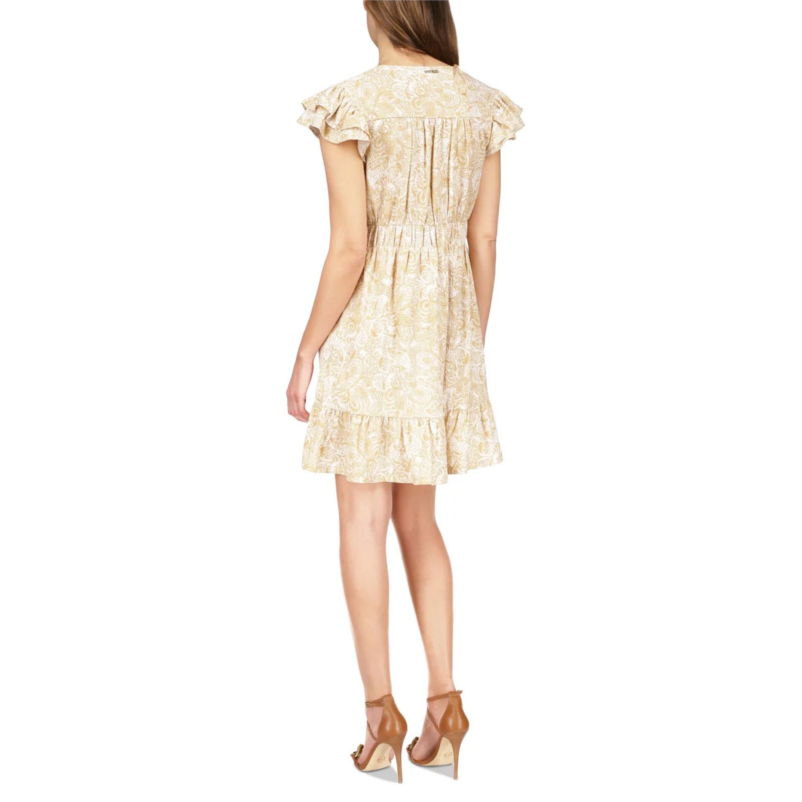 Michael Kors Michael Kors Women Beige Paisley Ruffle Mini Dress Size M Size M / US 6-8 / IT 42-44 - 2 Thumbnail
