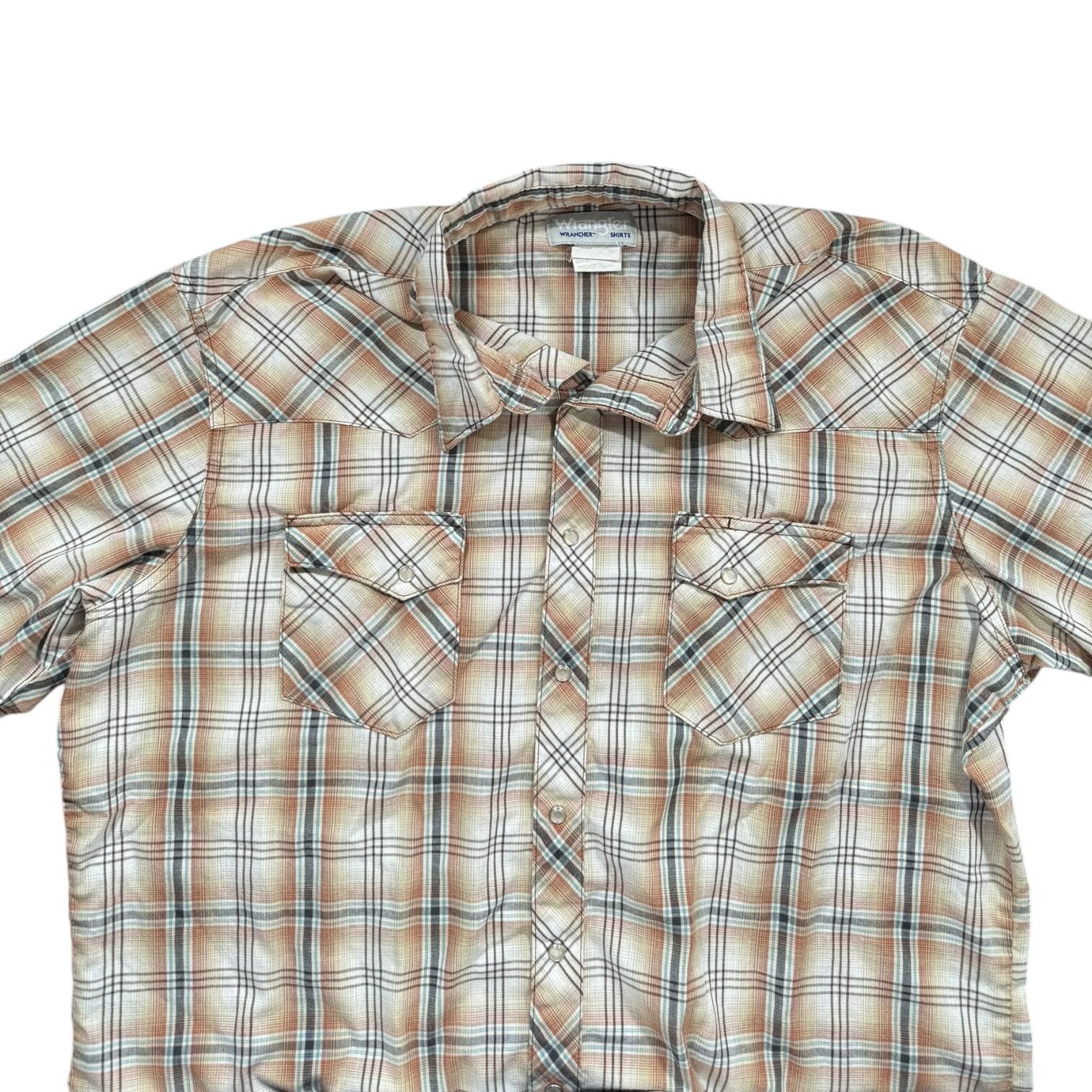 Wrangler Vintage Wrangler Wrancher Short Sleeve Plaid Shirt XL Tall Size US XL / EU 56 / 4 - 1 Thumbnail