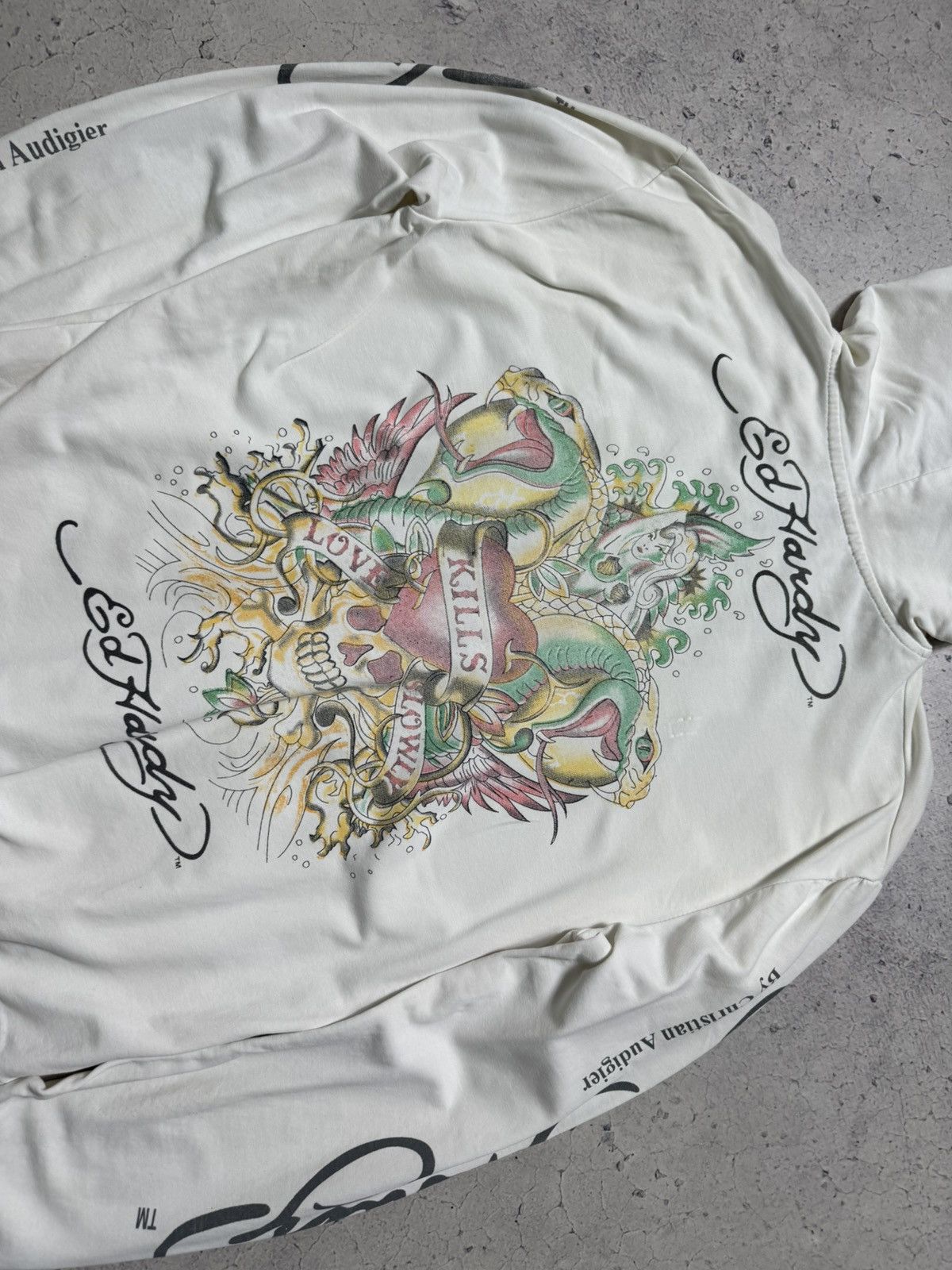Ed Hardy Ed Hardy Skull White Women’s Full Zip Hoodie Size M / US 6-8 / IT 42-44 - 8 Thumbnail