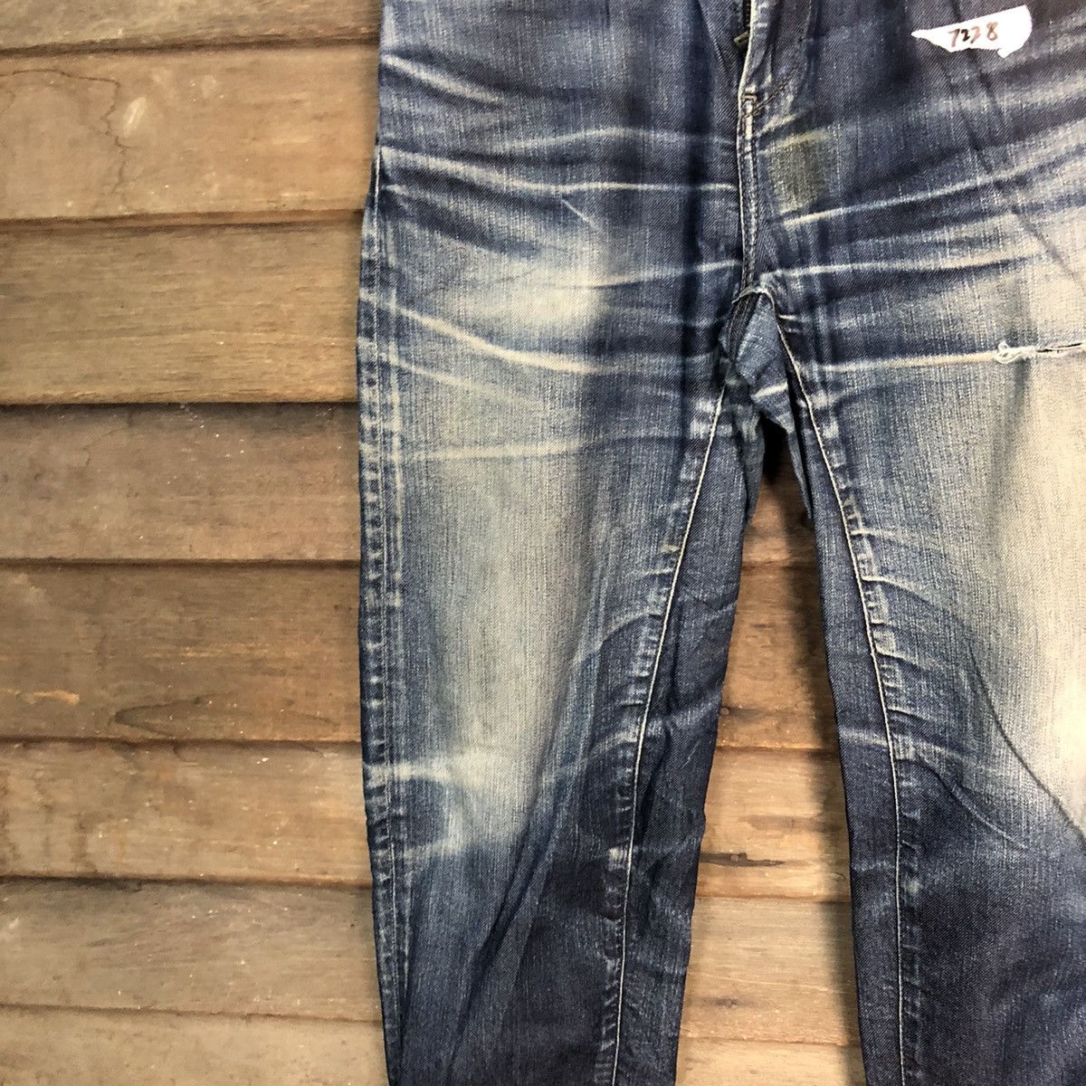 Japanese Brand Uniqlo Jeans Blue faded Distressed Denim Pants #7328 Size US 27 - 10 Thumbnail