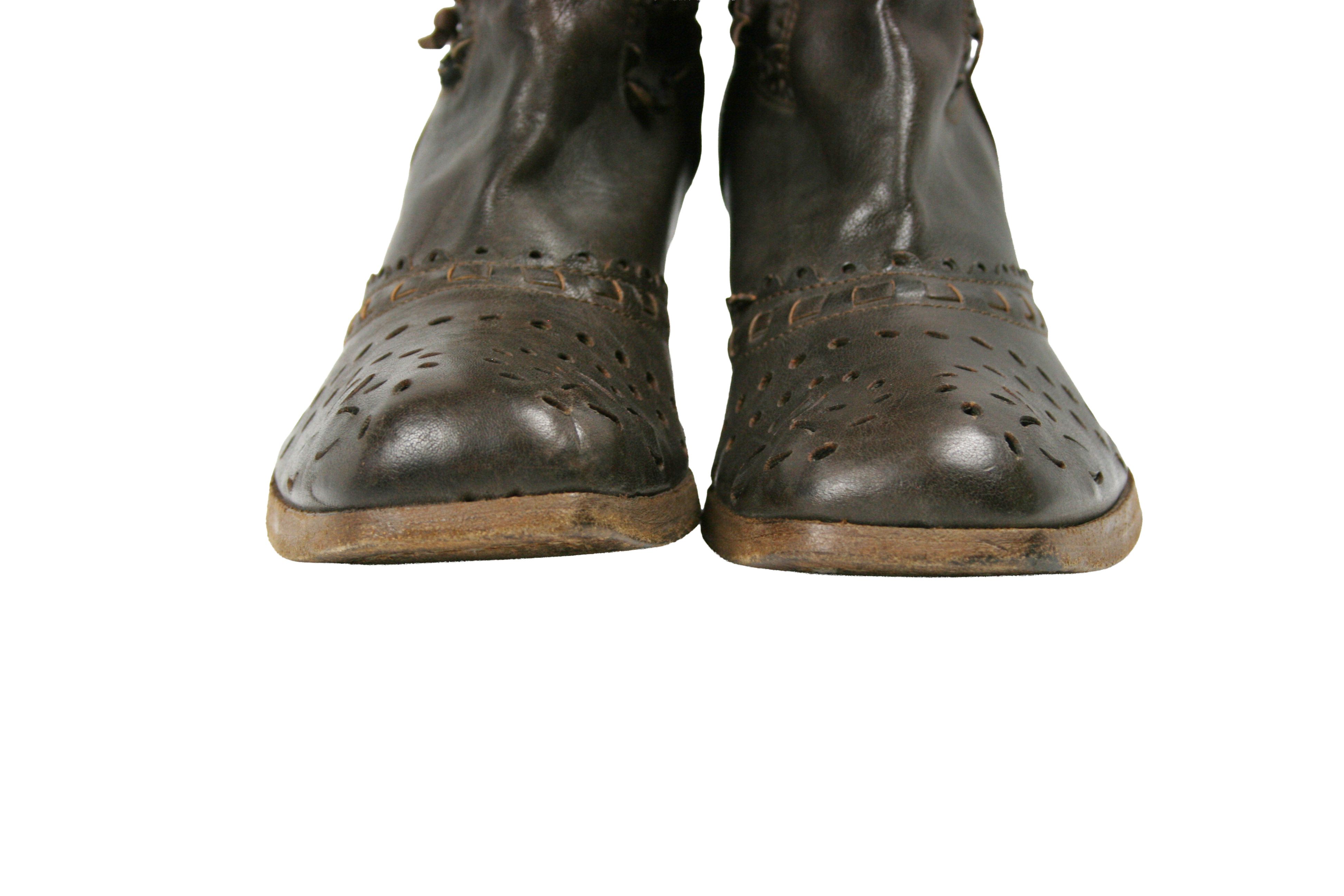 MoMA 00S Avant Garde Perforated Knee High Boots Vintage Size US 7 / IT 37 - 4 Thumbnail