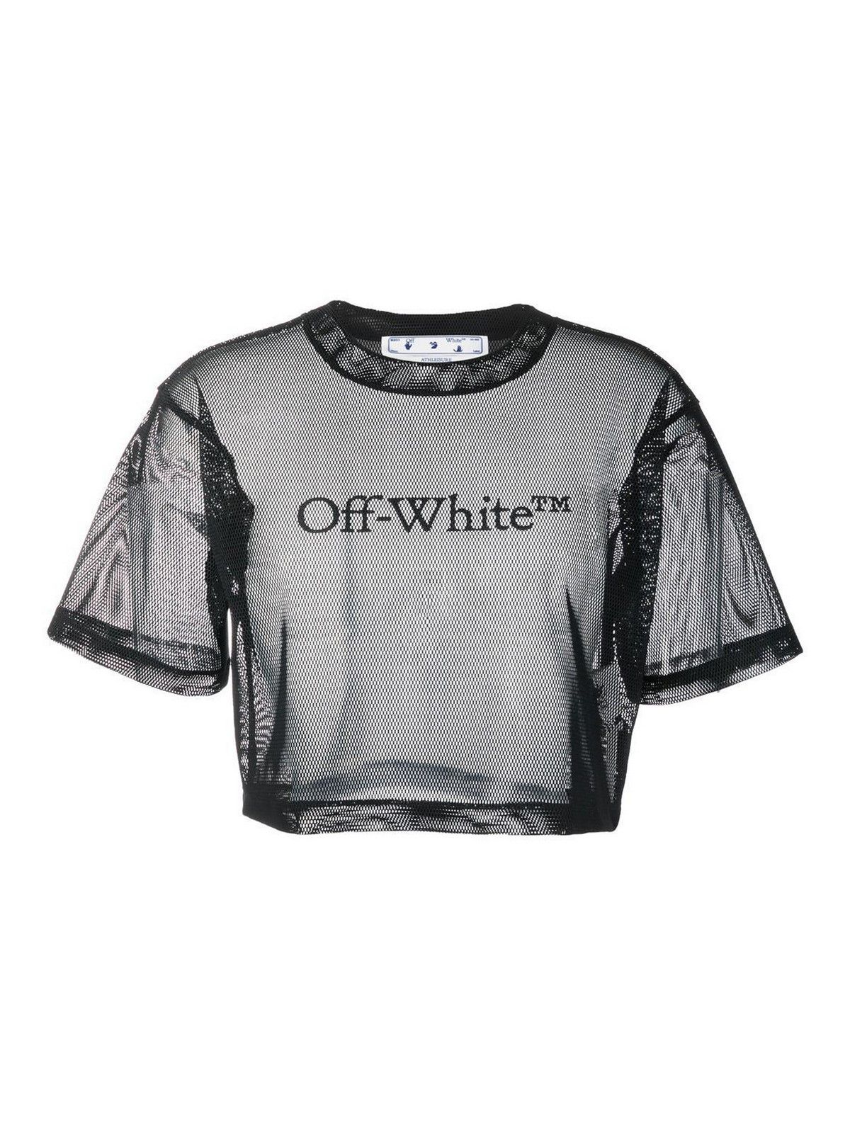 Off-White o1gr1nt0325 Bookish Mesh Crop T-Shirt in Black Size S / US 4 / IT 40 - 1 Thumbnail
