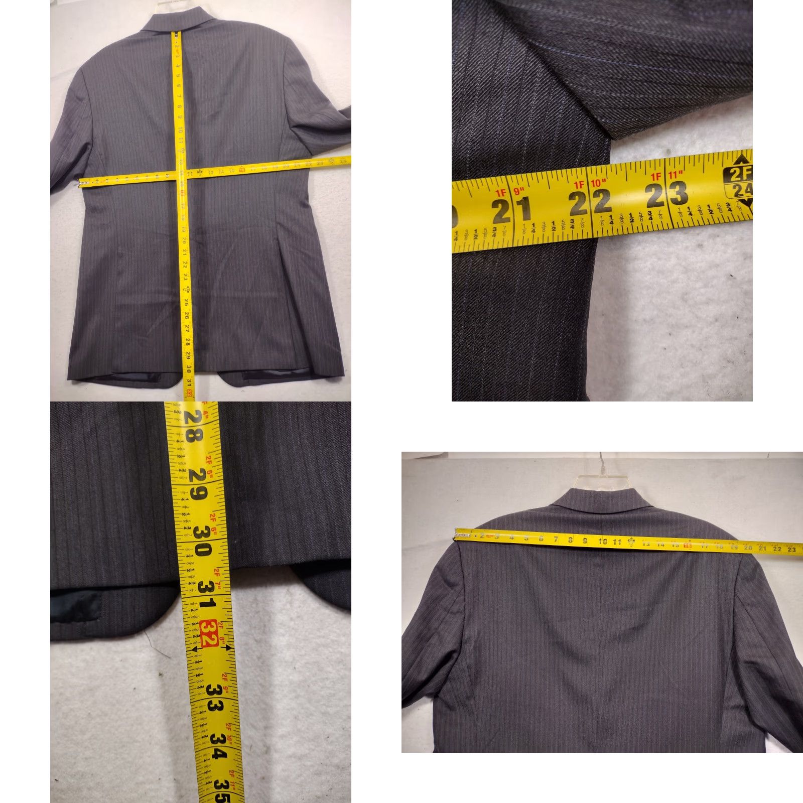 Ralph Lauren Ralph Lauren Blazer Mens 44R 3-Button Pinstripe Wool Jacket Black 100% Wool Classic Single-Breasted Mens Blazer Size 44R - 8 Thumbnail