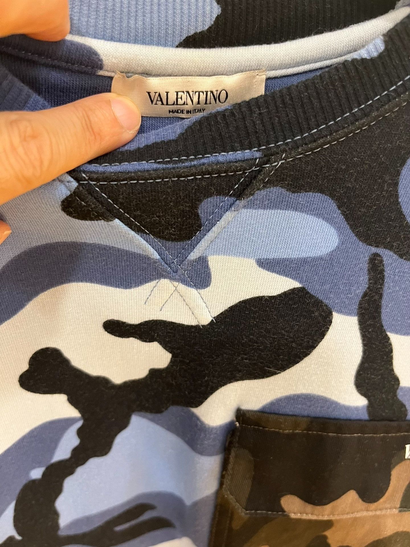 Valentino Valentino Blue Camouflage Crewneck Sweater Size US S / EU 44-46 / 1 - 2 Thumbnail