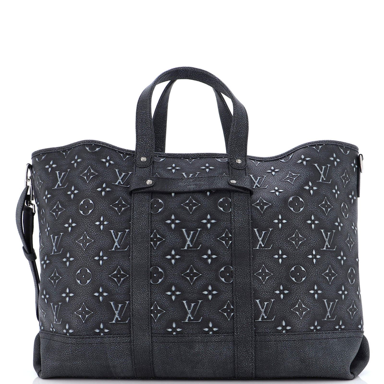image of Louis Vuitton Journey Tote Faded Monogram Debossed Leather None in Black, Women's