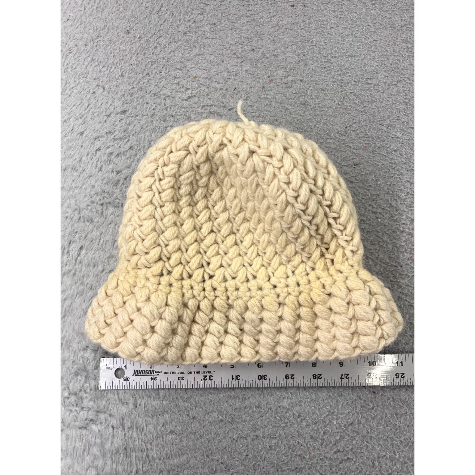Vintage Handmade Ivory Knit Bucket Beanie Womens One Size Crochet Outdoor Hat Size ONE SIZE - 4 Thumbnail