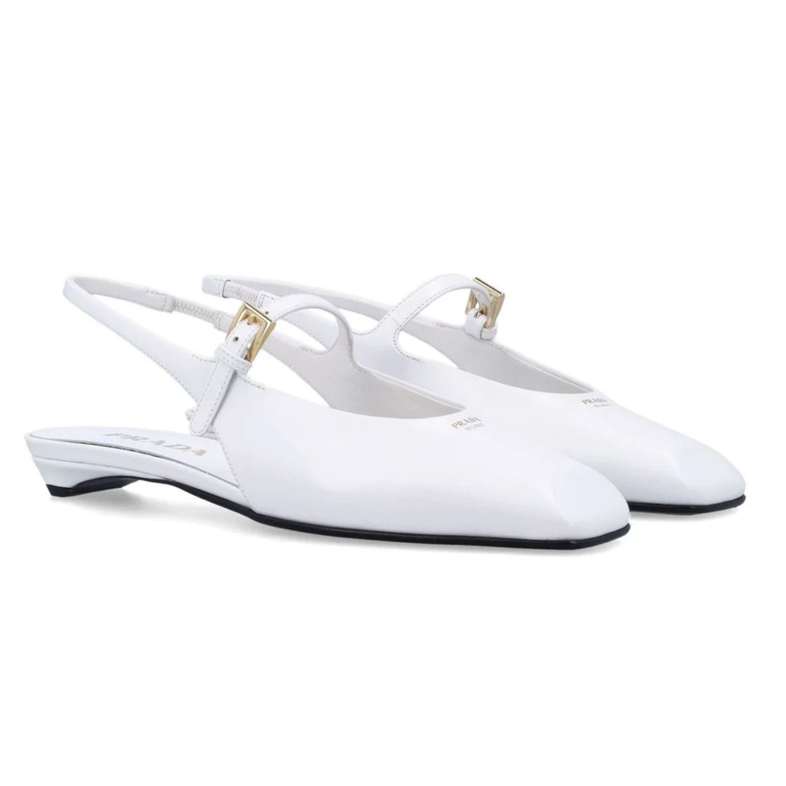 Prada Prada White Square Toe Mary Jane Slingback Flat 37.5 Size US 7.5 / IT 37.5 - 1 Thumbnail