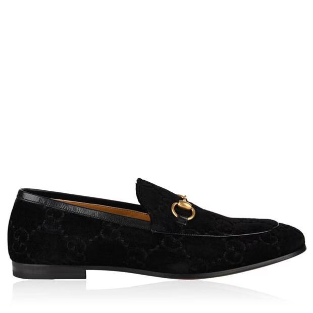 image of Gucci O1G2R1Mq0424 Jordaan Loafers In Black Velvet, Men's (Size 10)