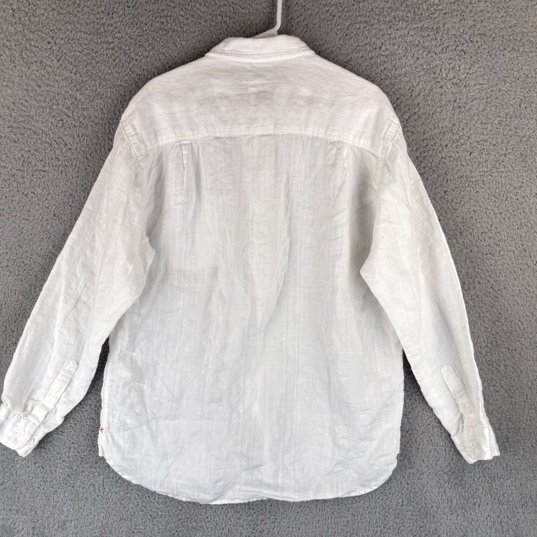 The Territory Ahead Territory Ahead Shirt Mens Large White 100% Linen Summer Beach Texture Striped Button-Up Casual Long Sleeve Collared Size US L / EU 52-54 / 3 - 5 Thumbnail
