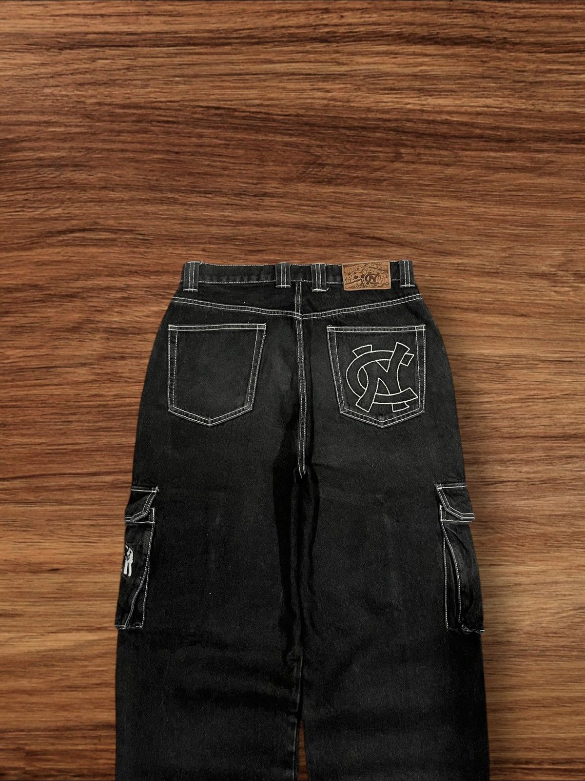 Hypebeast ⚡️High Waist⚡️Y2K Hip Hop Style Embroidered Slogan Baggy Jeans Size US 32 / EU 48 - 8 Thumbnail