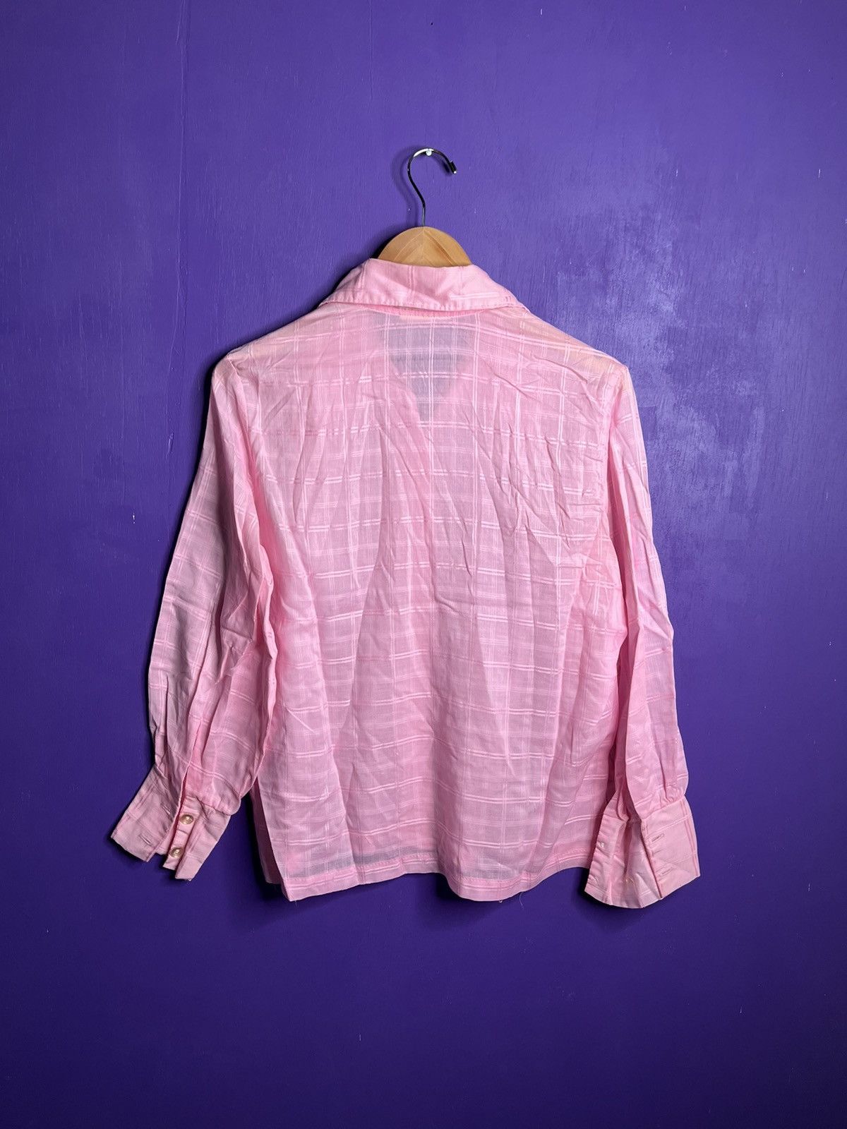 Vintage Vintage 70s Pink squares button up shirt Size M / US 6-8 / IT 42-44 - 2 Thumbnail