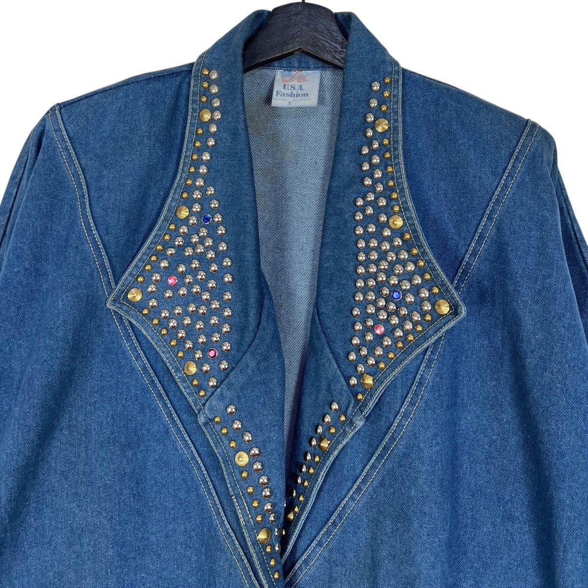 Custommade 80s Vintage Bedazzed Rhinestones Stranger Things Jacket Size S / US 4 / IT 40 - 4 Thumbnail