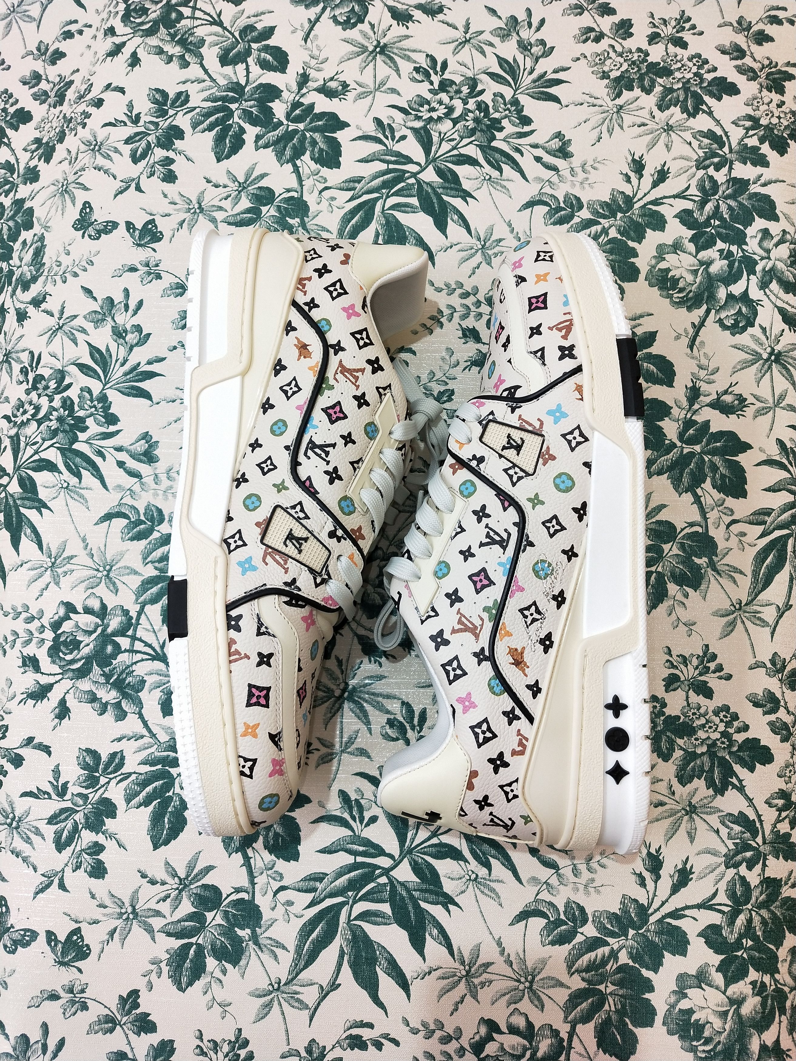 image of Louis Vuitton Tyler The Creator Monogram Trainer Shoes in Cream, Men's (Size 12.5)